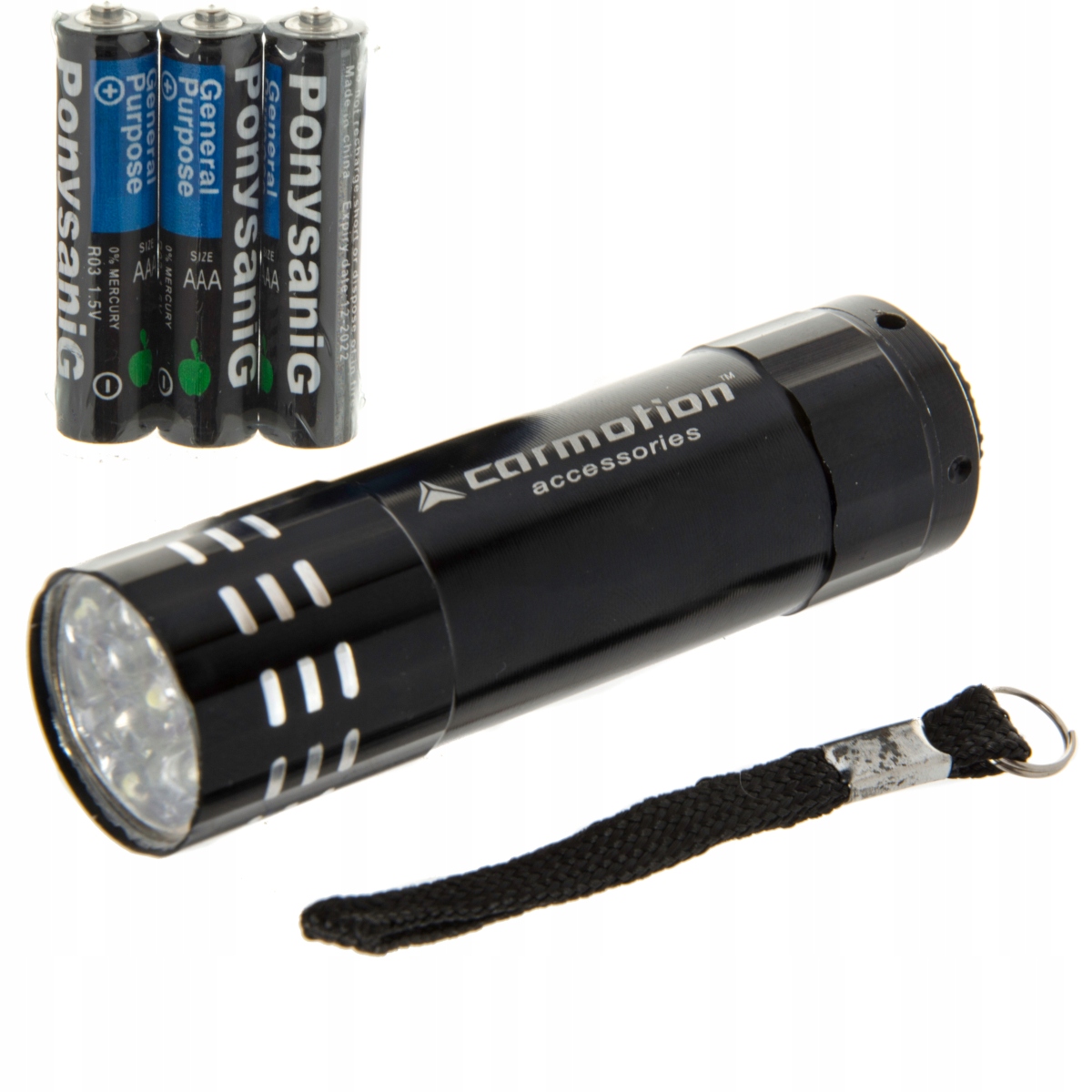 

Latarka aluminiowa 9 Led baterie w zestawie