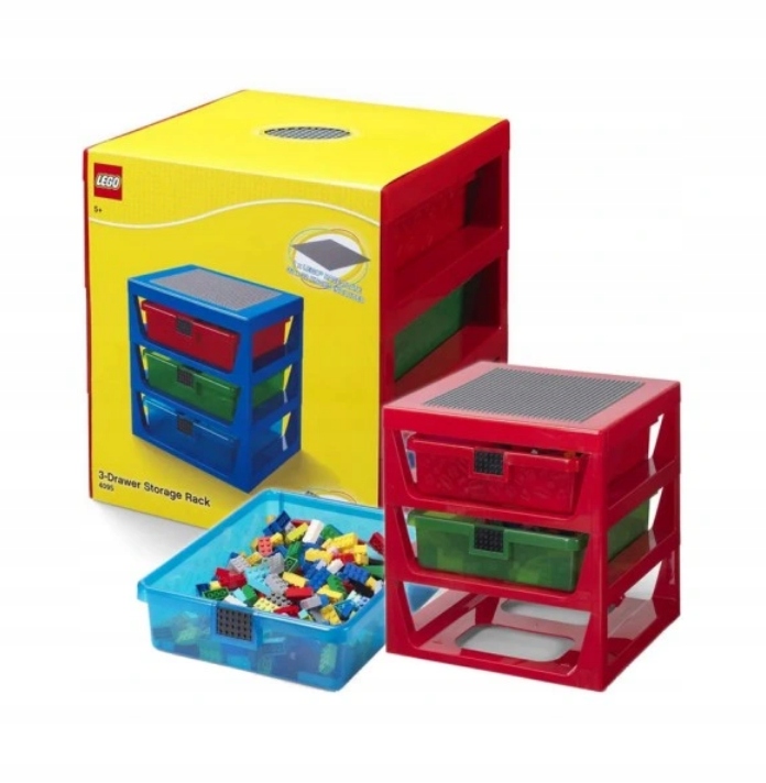 Lego Regálová Polička Se 3 Zásuvkami, Červená 40950001