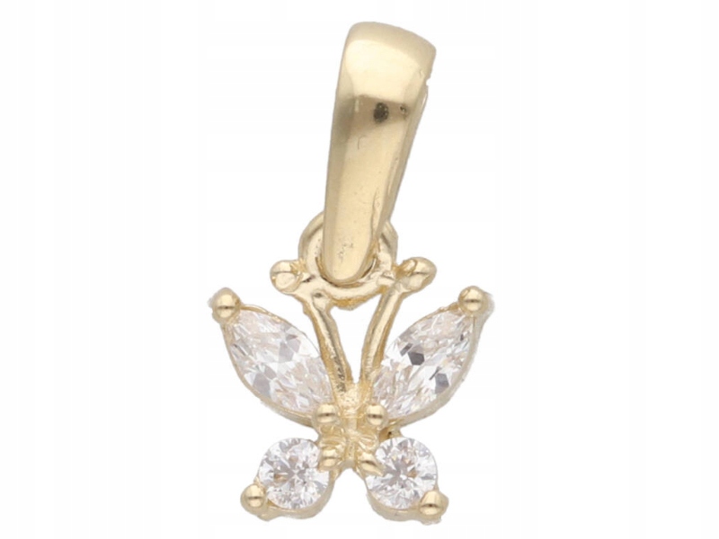 Zlatý přívěsek 585 motýlek se zirkony motýlek módní jako dárek 14k