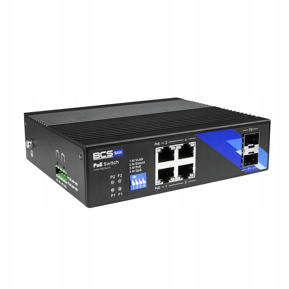PoE switch 4x PoE, 2x Sfp Bcs -B-ISP04G-2SFP 4 kamery, 1Gbps Bcs Basic