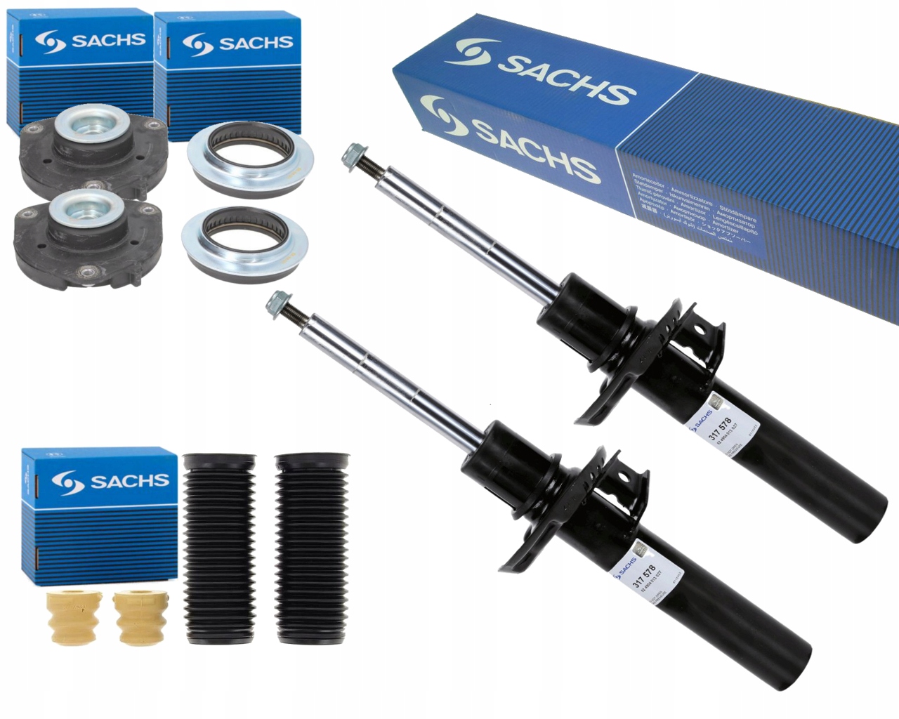 SACHS 2x AMORTYZATORY PODUSZKI OSŁONY ODBOJE PASSAT B6 B7 GOLF OCTAVIA 55mm