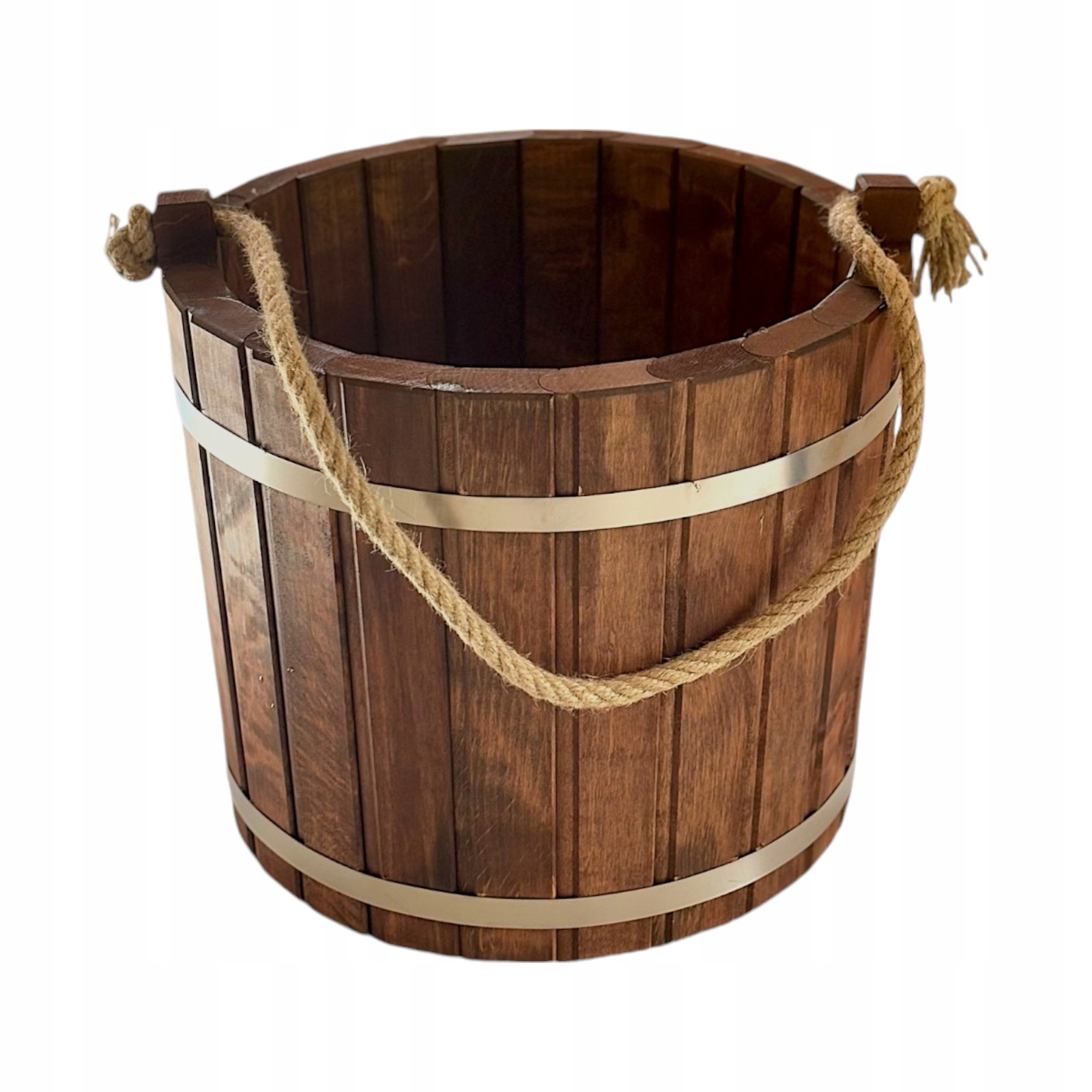 Drevené ozdobné vedro 41 cm, 35 l, kvetináč na kvety, kríky, vianočný stromček, orech