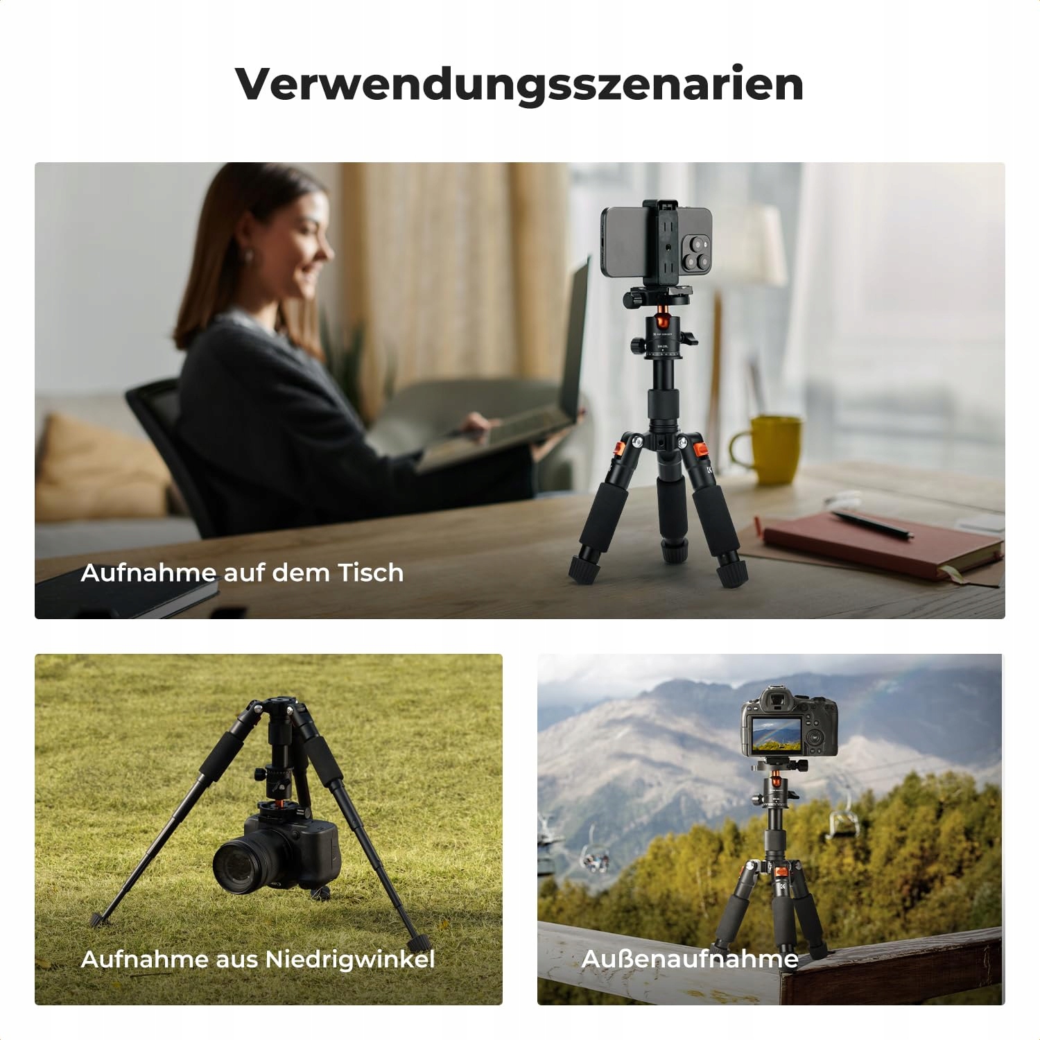 K&F CONCEPT Mini Statyw 360° Głowica, Max 6kg, do Canon Sony Nikon Fujifilm — miniatura 8