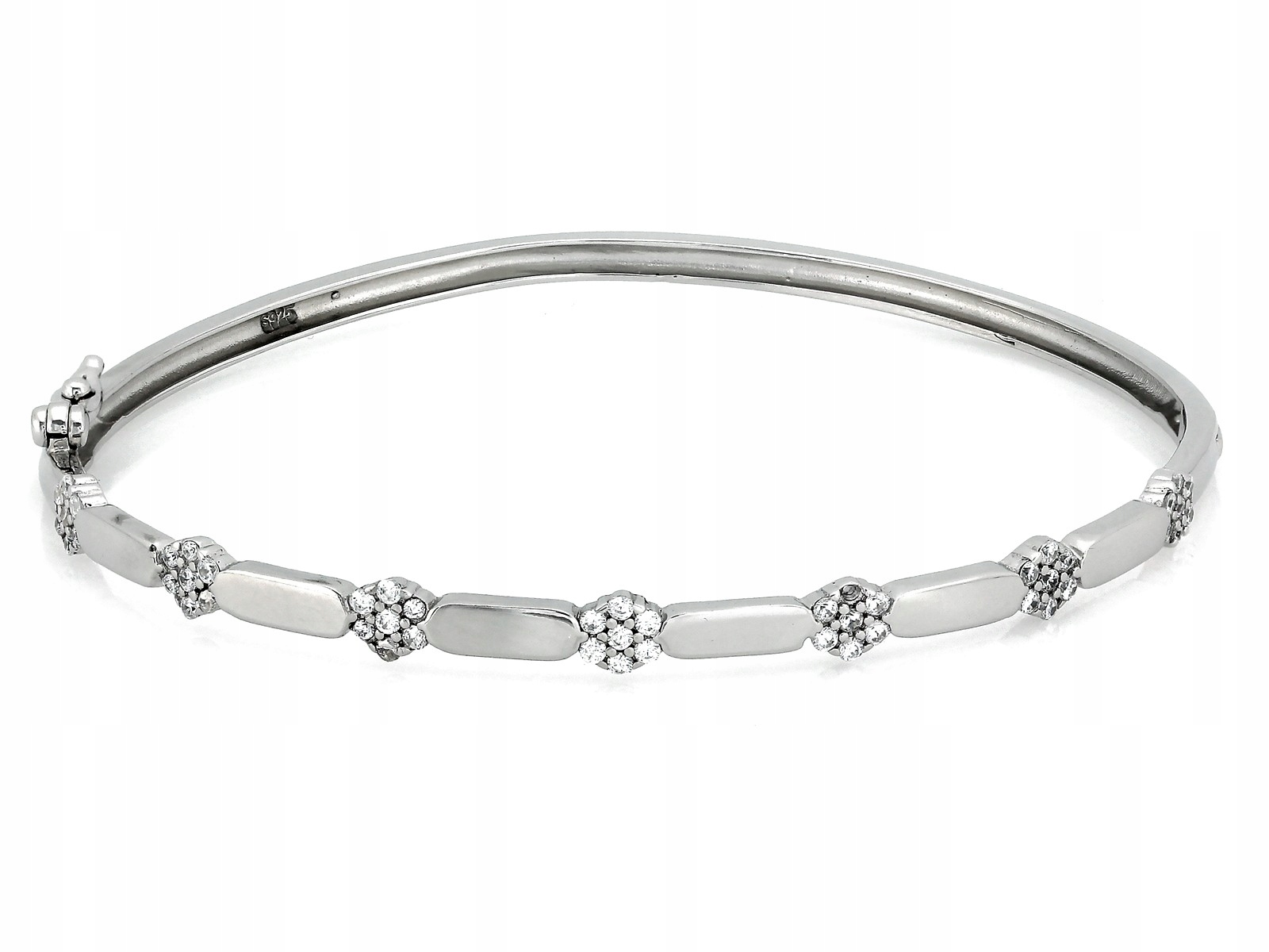 Stříbrný pevný náramek 925 s zirkony 4 mm 7.03 g, velikost 17