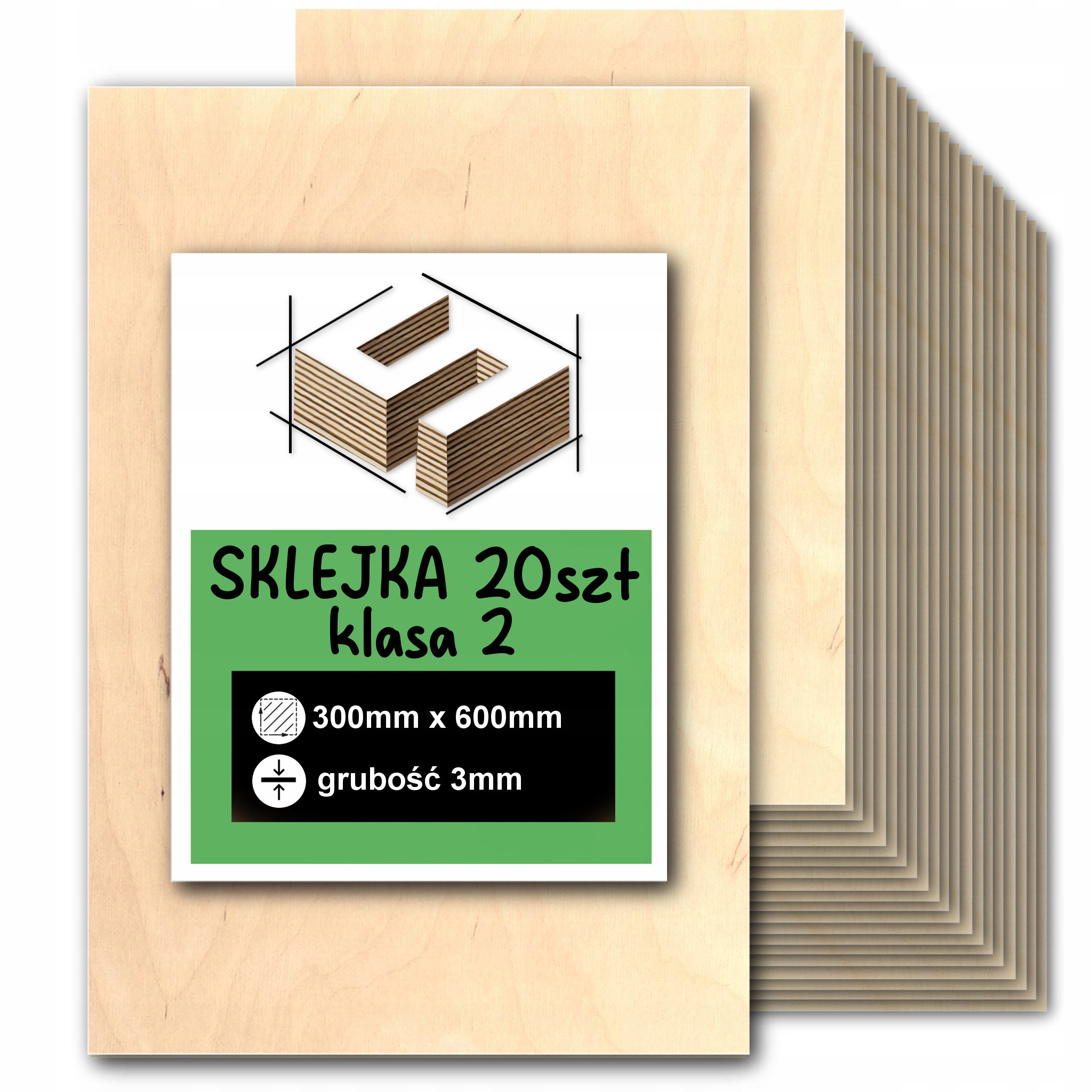 Překližka 3mm Formatka Pro Laser Cnc Gravírování 30x60cm 300x600mm Třída 2 20 Kusů