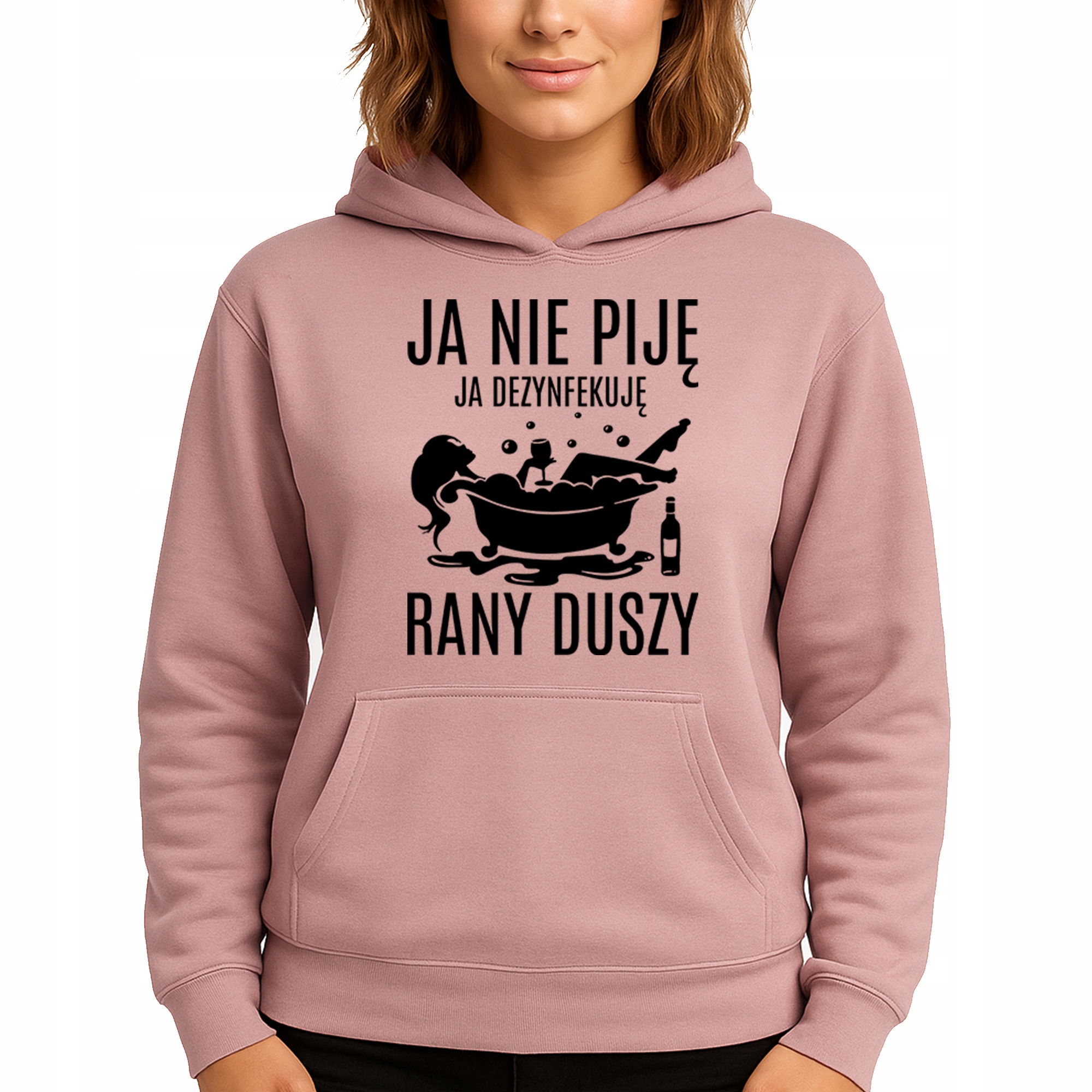 Mikina Růžová Hoodie S Kapucí Dárek Dezinfikuje rány duše M