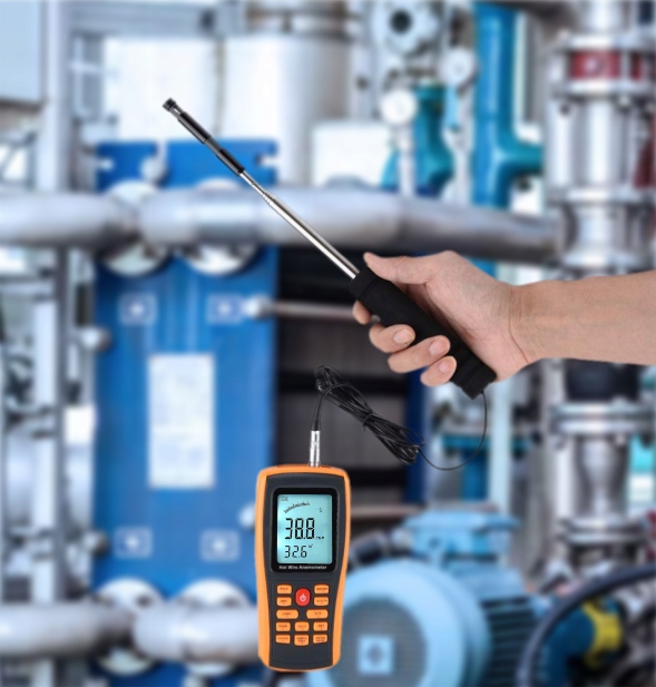 ANEMOMETR HOT WIRE TERMOANEMOMETR Typu K POMIAR PRĘDKOŚCI WIATRU TERMICZNY Jednostki pomiaru prędkości powietrza ft/min ft/s km/h mph m/s węzły (kn)