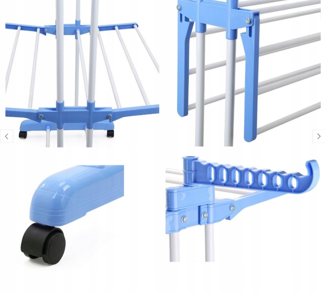 POJEMNA DUŻA Suszarka wolnostojąca pionowa SKŁADANA 186x78 cm niebieska Marka Omna