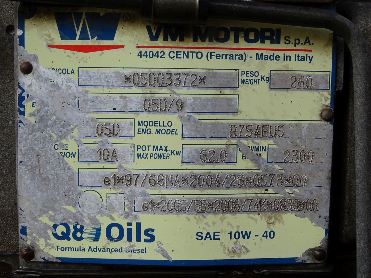 JOHNSTON CX200 C50 SILNIK KOMPLETNY VM MOTORI 05D/9 R754EU5 E5 Typ silnika Diesel
