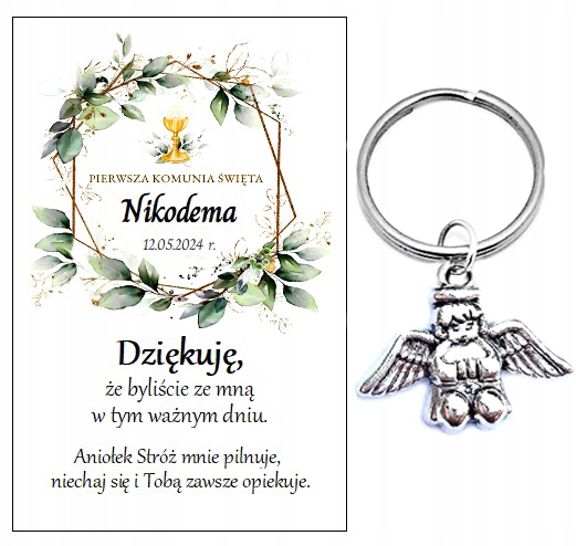 Podziękowanie dla gości breloczek ANIOŁEK NR 46 KOMUNIA PAMIĄTKA PODARUNEK