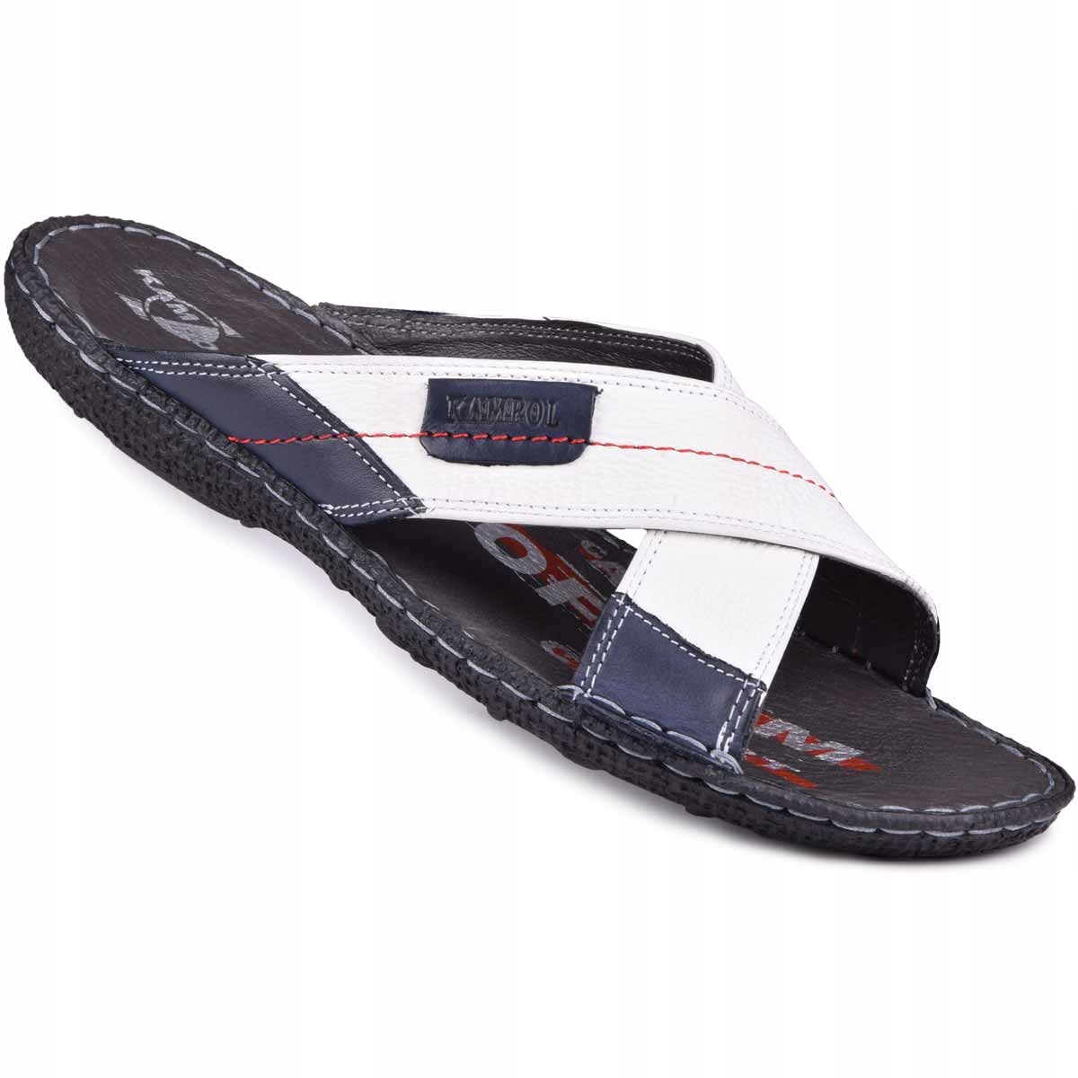 

Klapki męskie skórzane białe KamPol wz.200 r.43