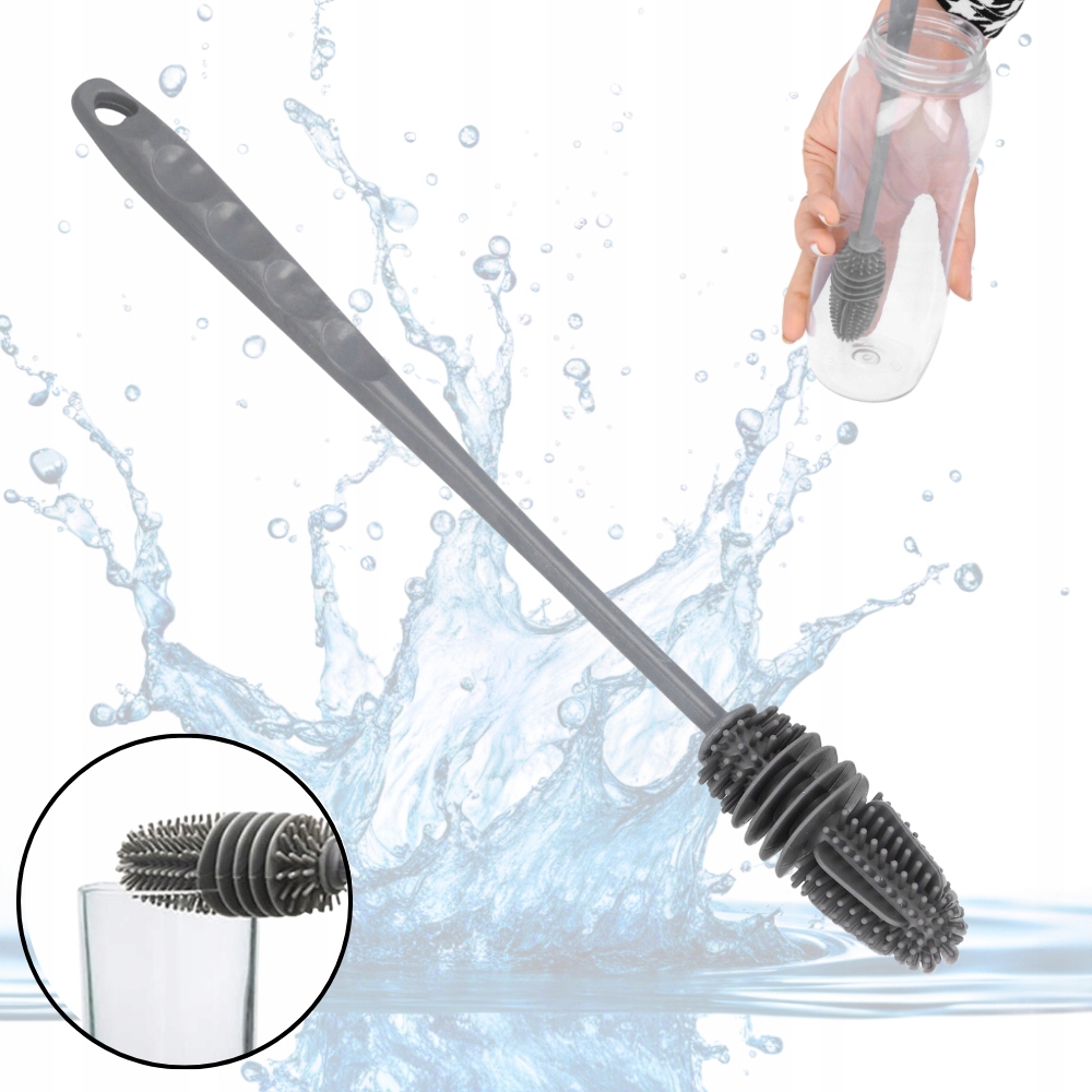 SZCZOTKA SILIKONOWA MYCIA SZKLANEK BUTELEK SŁOIKÓW DŁUGA MYJKA