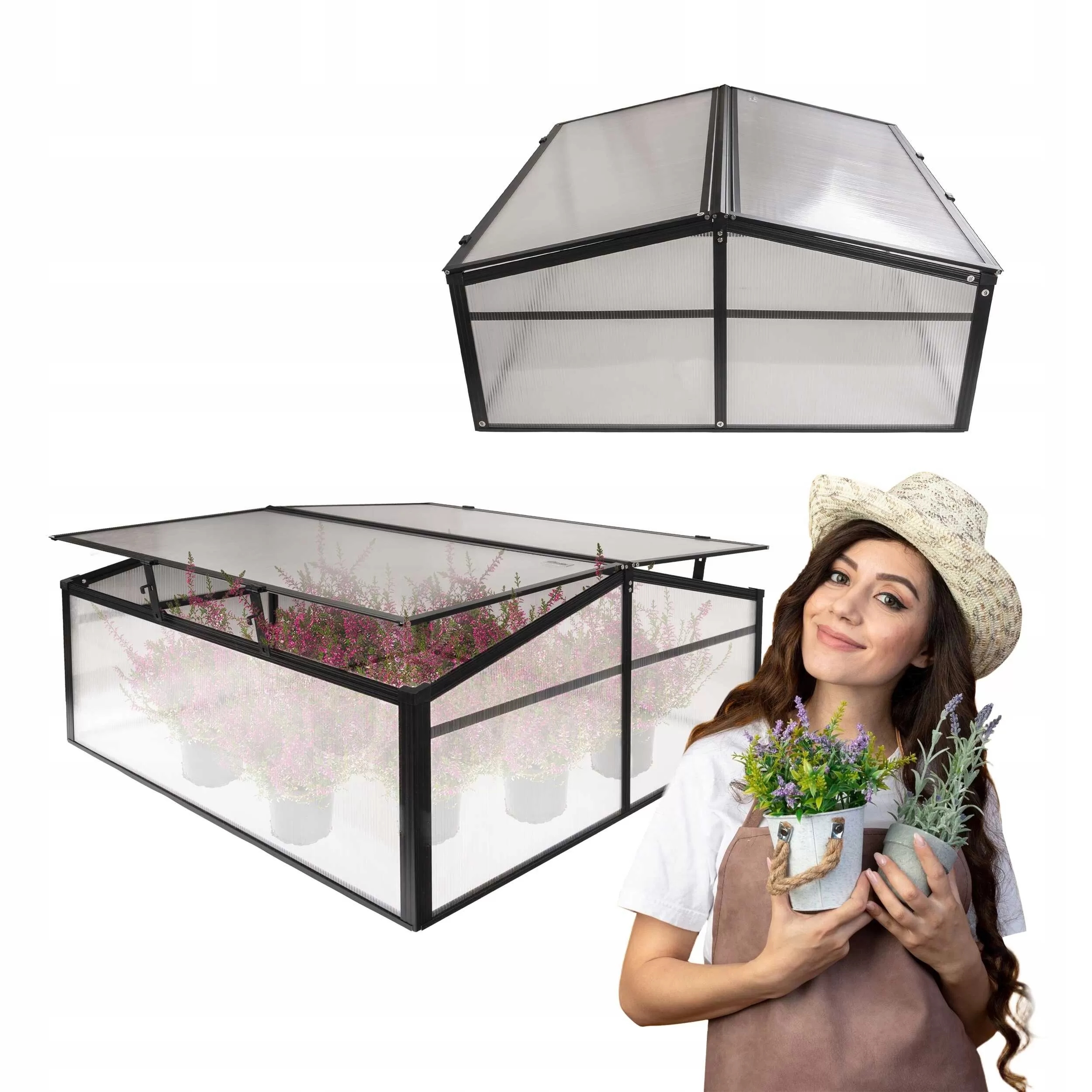 Mini Skleník Pařeniště Rozsadník 100 CM Oboustranný Černý Magnolie IV