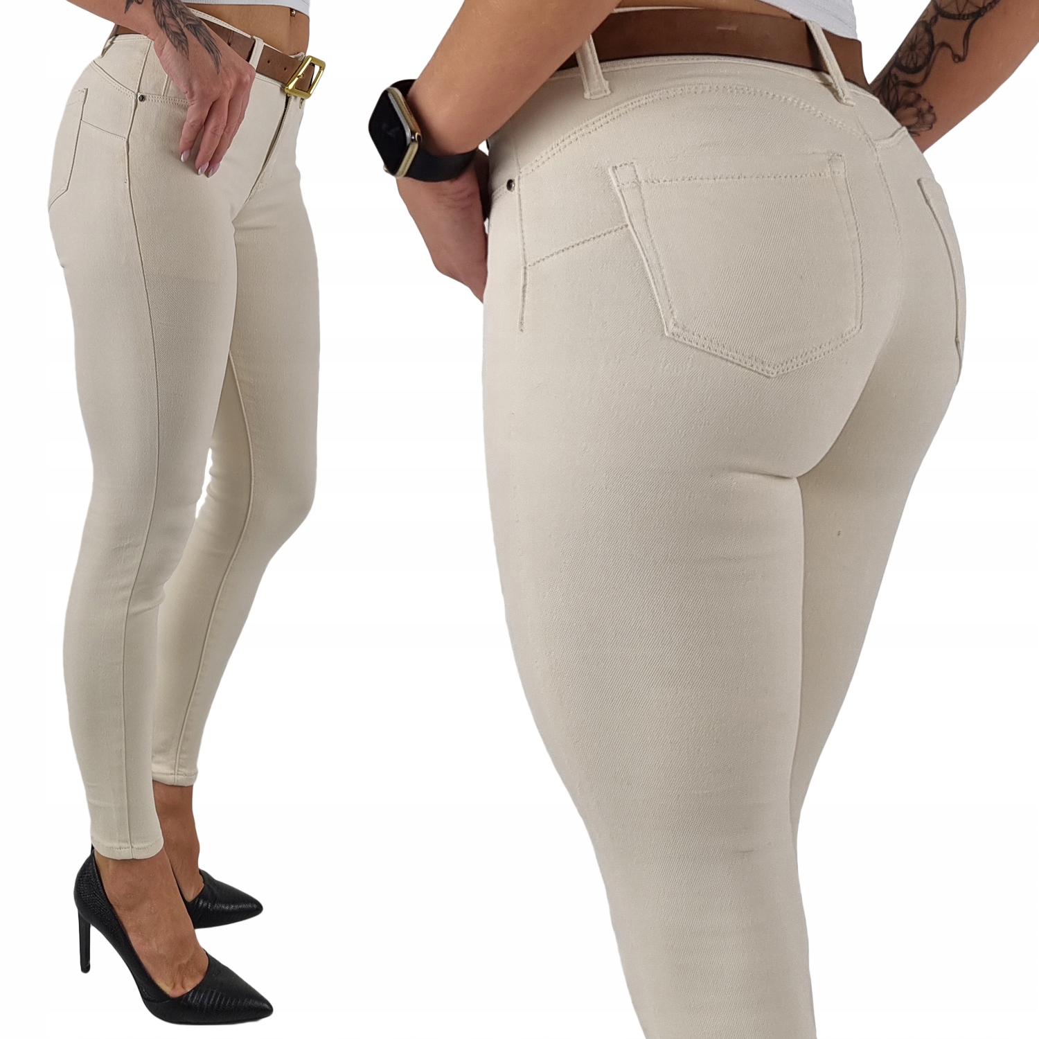 Dámské Džíny Typu Push Up Modelující Pružné Trubičky S Páskem