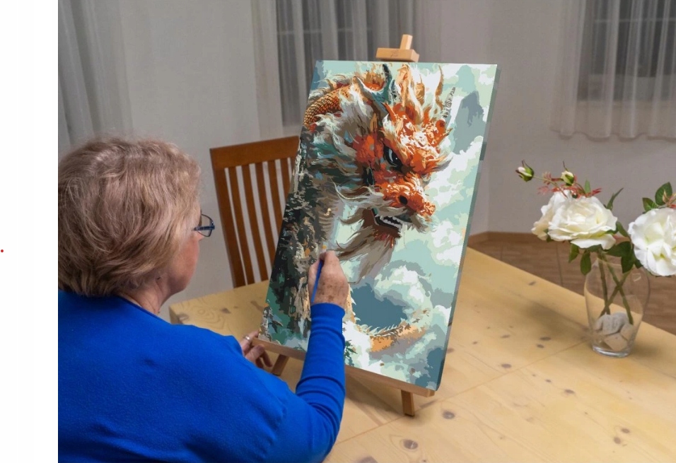 Malování Podle Čísel Čínský drak Barevné nebe Mraky Příroda XXL 40x60 cm