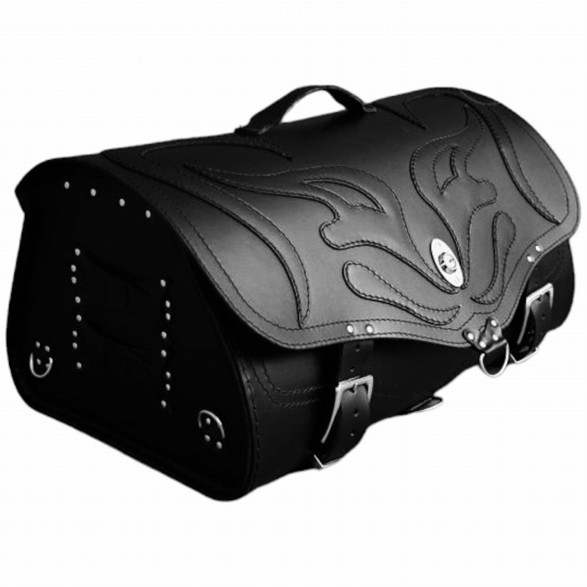 Kožený motocyklový kufor čierny 42 litrov 2 prilby Zámok Black Demon