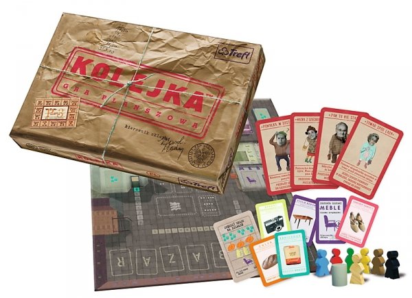 GRA PLANSZOWA TOWARZYSKA KOLEJKA SKLEPY CZASY PRL Wydawca Trefl