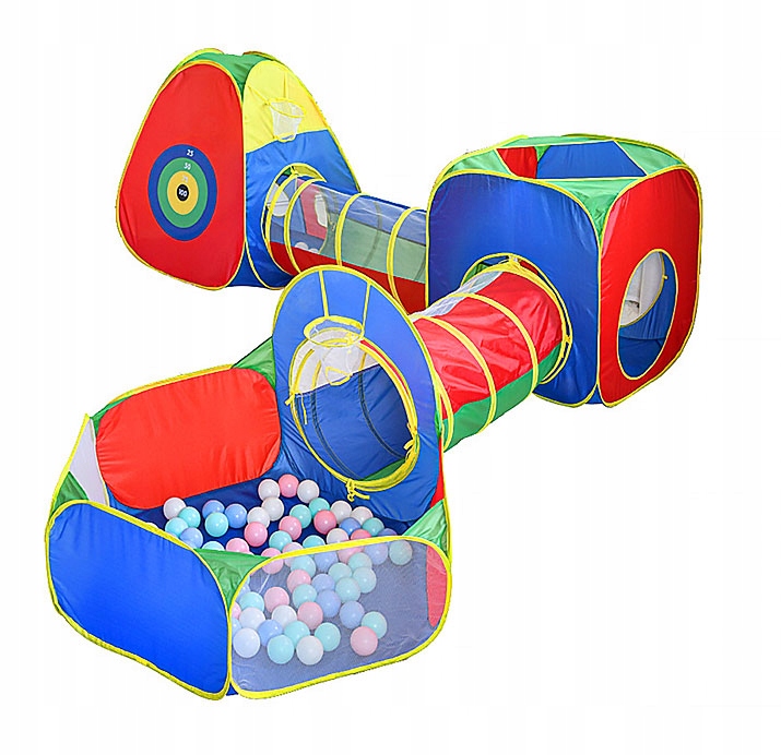 NAMIOT OGRODOWY DLA DZIECI TUNELE SUCHY BASEN KOSZ TARCZA 5W1 PLAC ZABAW Certyfikaty, opinie, atesty CE EN 71