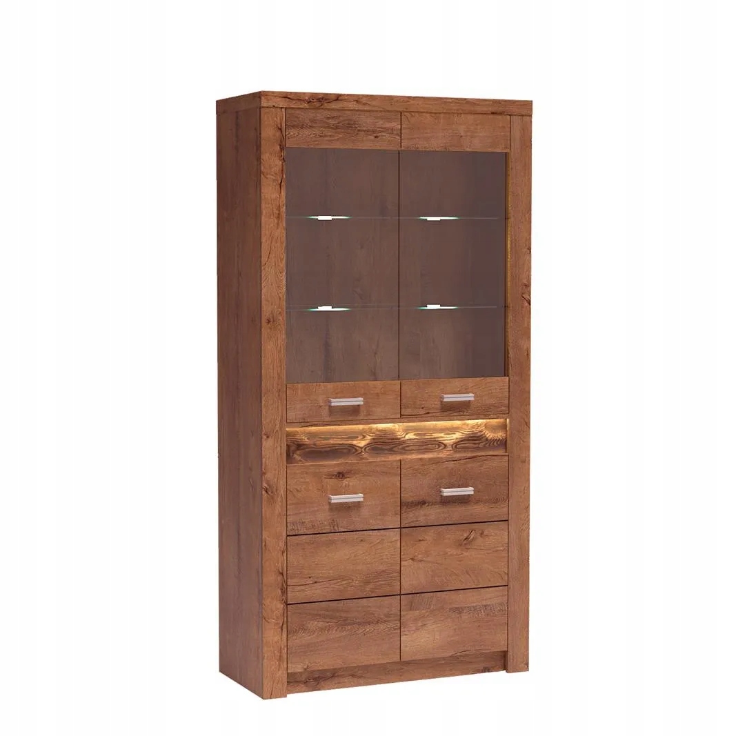 Witryna z oświetleniem LED z szufladami duża INDIANAPOLIS jasny jesion EAN (GTIN) 5905601104995