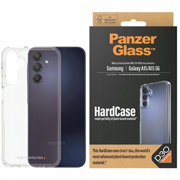 Průhledný Pouzdro PanzerGlass HardCase pro Samsung Galaxy A15 4G A15 5G D3O