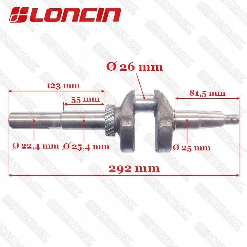 Kľukový Hriadeľ LC1P65FA Dĺžka Hriadeľa 7 CM Loncin