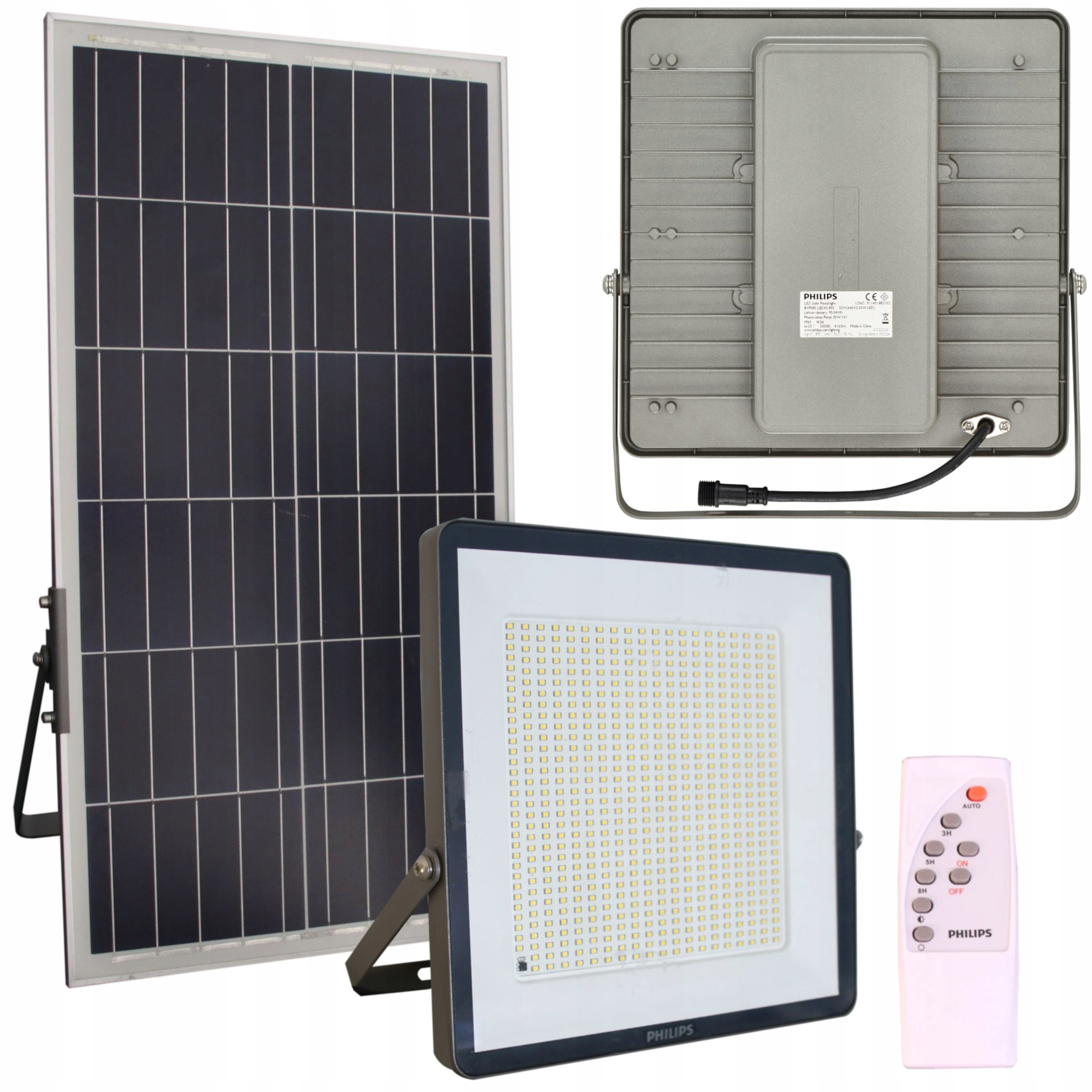 Solárna Led lampa Philips s pouličným senzorom súmraku diaľkové ovládanie 32W 3000K