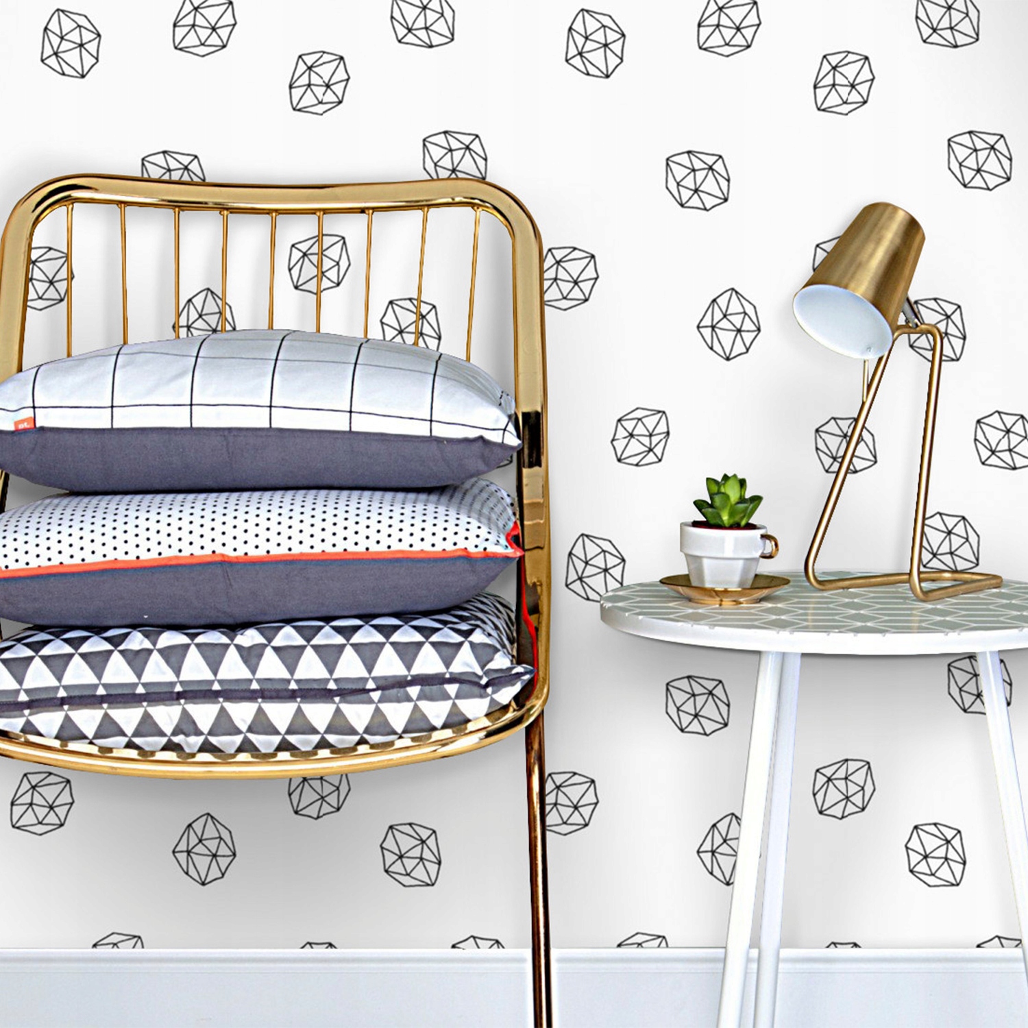 

Tapeta na ścianę Czarno-białe wielokąty 104x70 cm