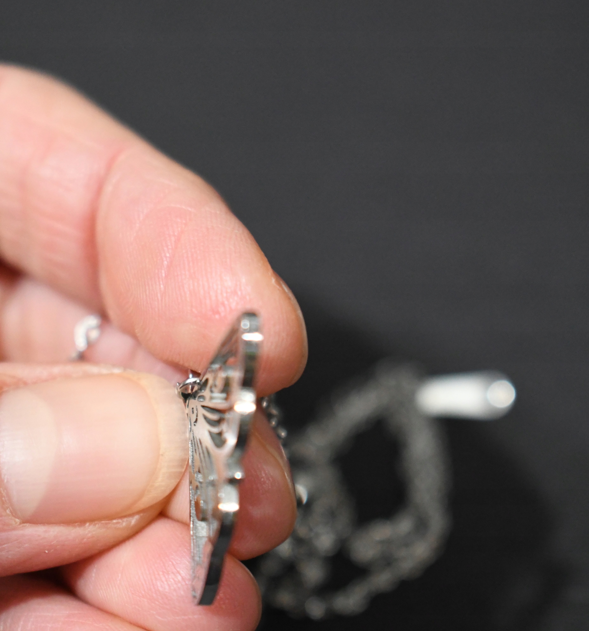 Naszyjnik ćma, NOCNY MOTYL, motylek, OWAD, stal Splot Inny splot