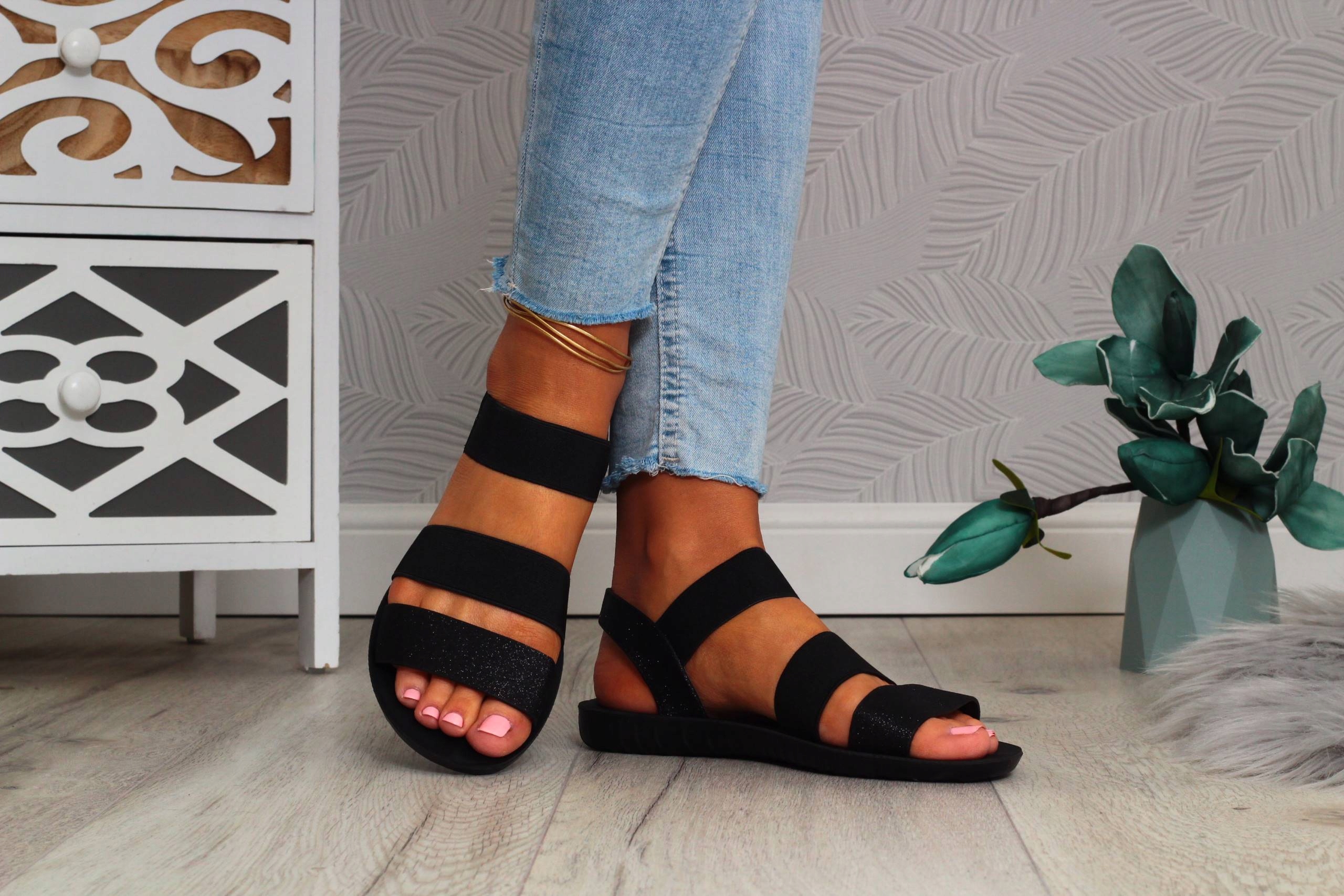 CZARNE SANDAŁY DAMSKIE PŁASKI SPÓD SPORTOWE LATO Kod producenta W302BLACK