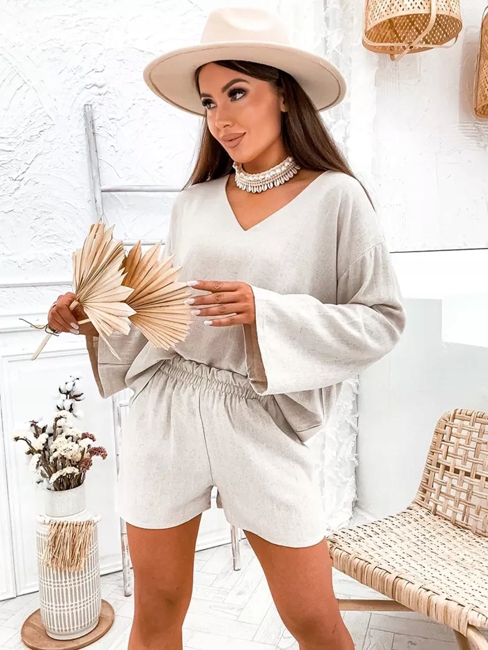 Komplet Halenka A Šortky 752 Béžová XL (42)