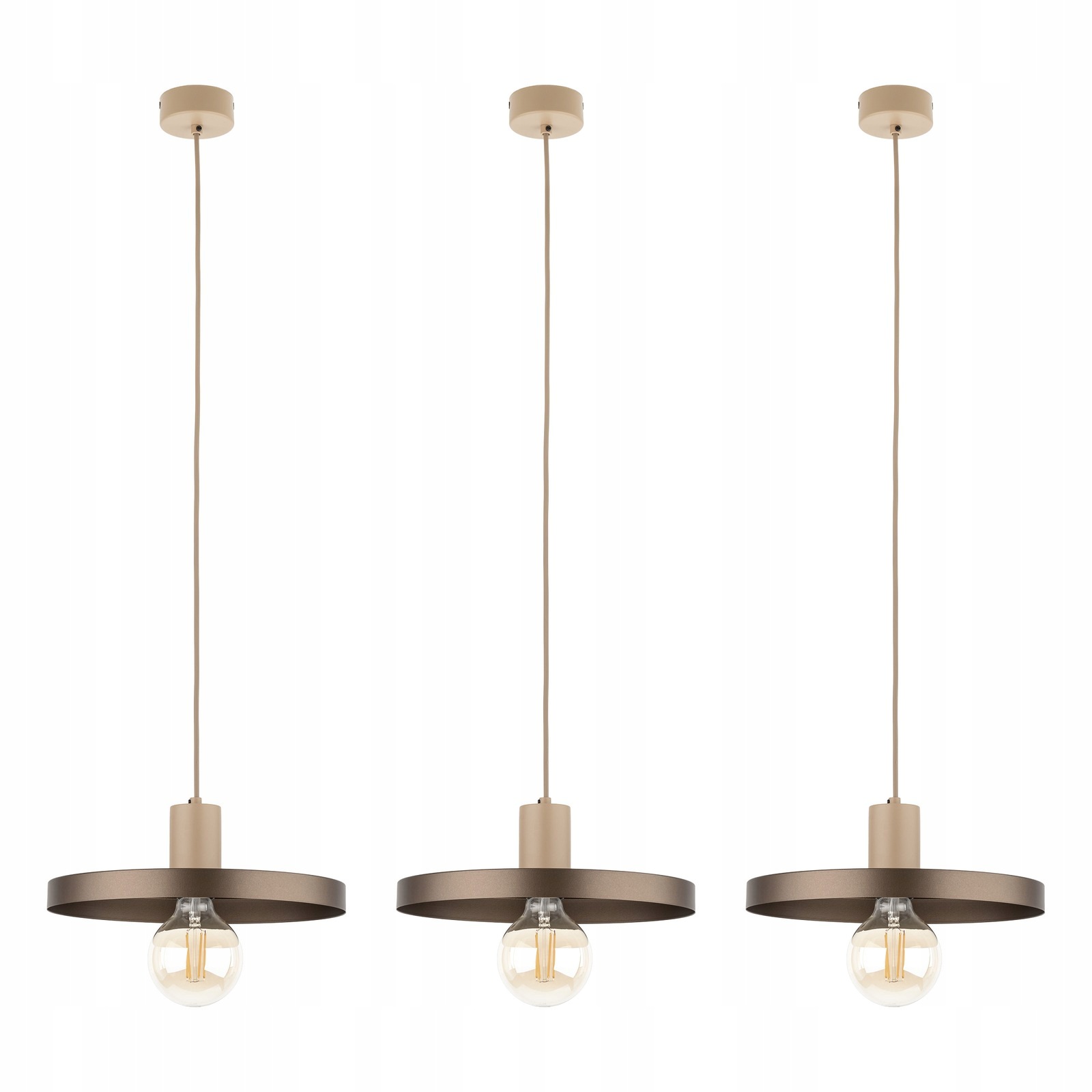Tk Lighting Sada 3x Závěsná stropní lampa Lustr Sila Hnědá