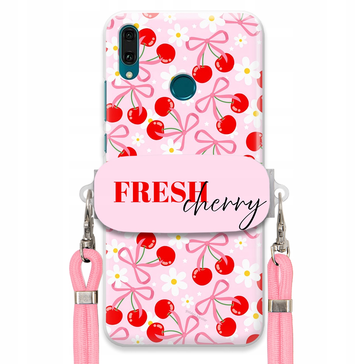 Pouzdro pro Huawei Y9 2019 Case Držák Šňůrka Růžová Fresh Cherry Mašle