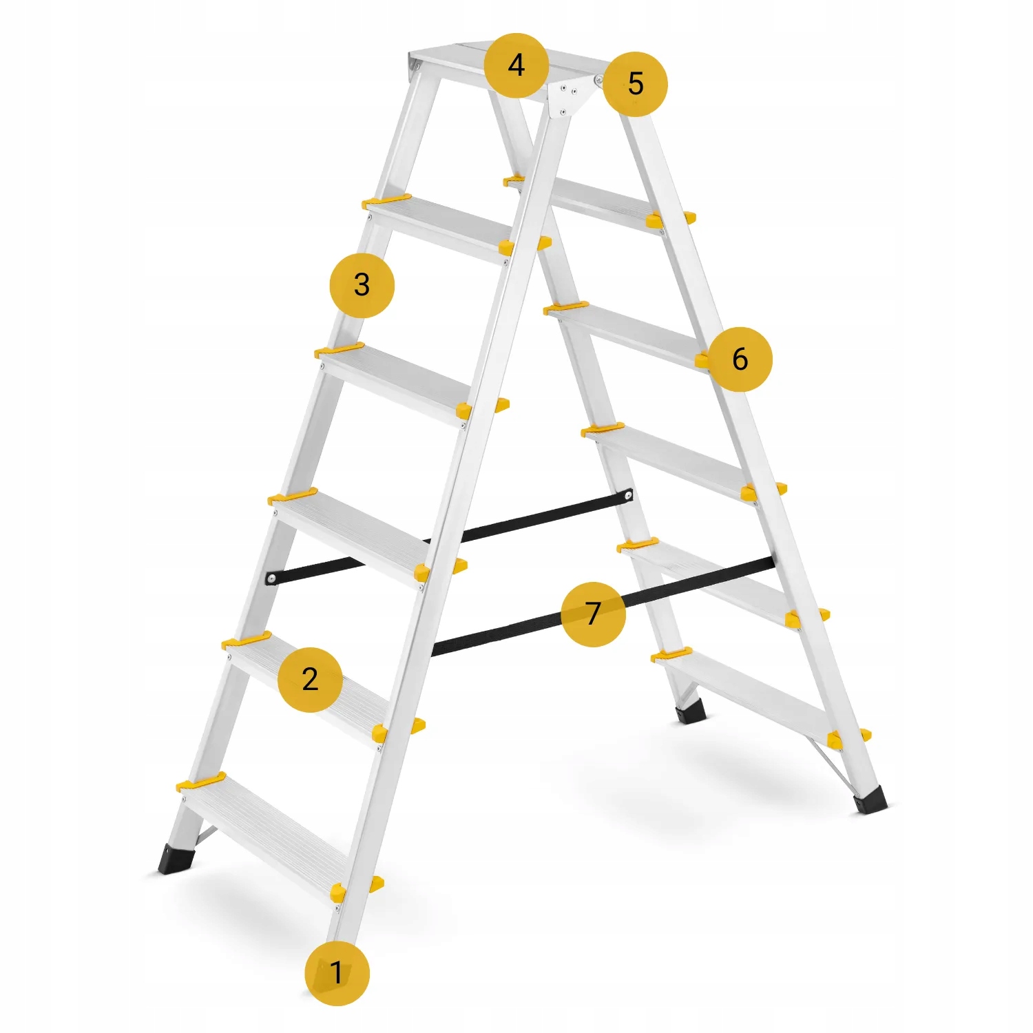Drabina aluminiowa domowa dwustronna składana HIGHER 2x6 stopni taboret podnóżek schodek — 14