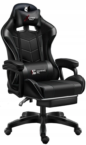 

Fotel Gamingowy Pro Gracza Masaż Czarny