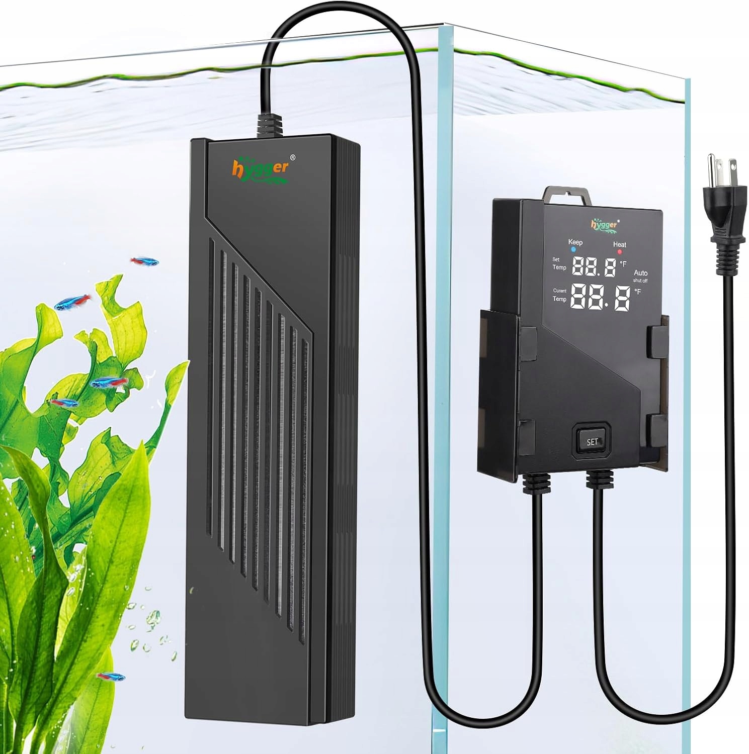Grzałka akwariowa Hygger 1000W z kontrolerem Led, do 1000L, bezpieczna