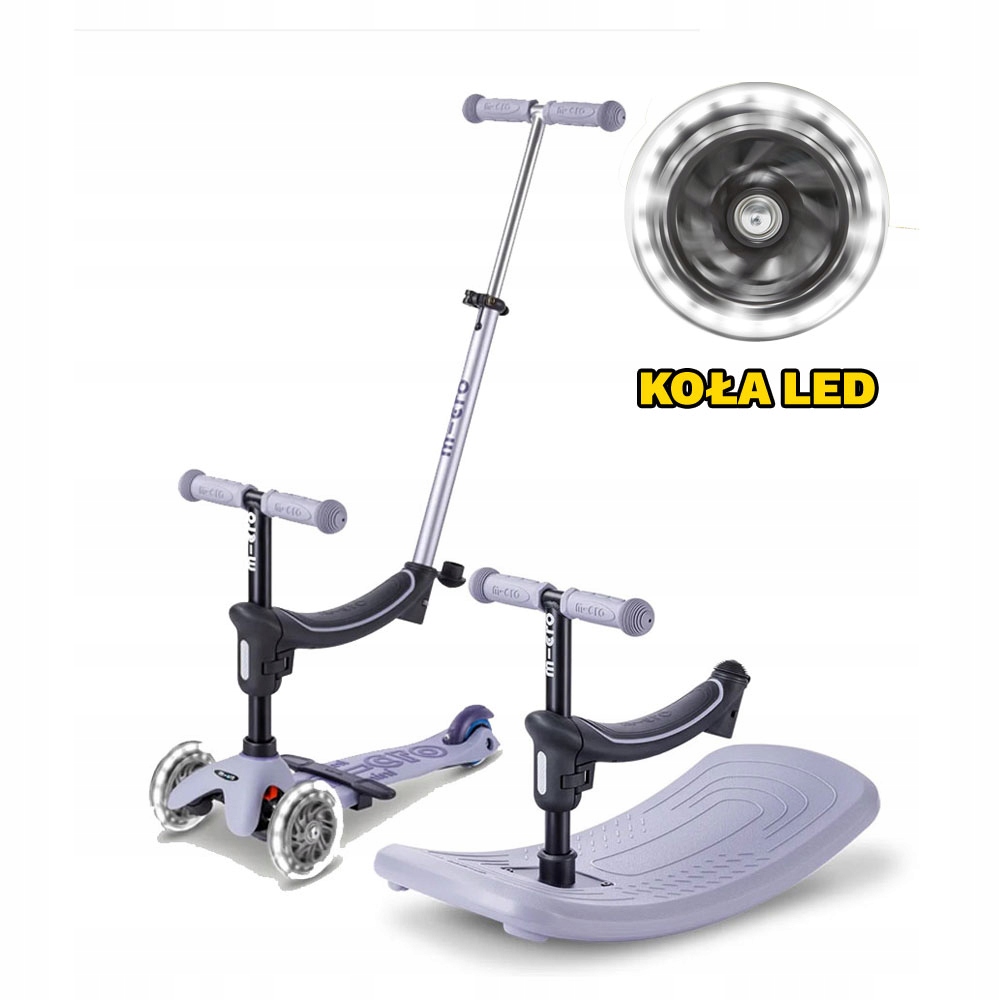Bujak I Hulajnoga Micro Rock And Go Led Lavender Mist MMD387