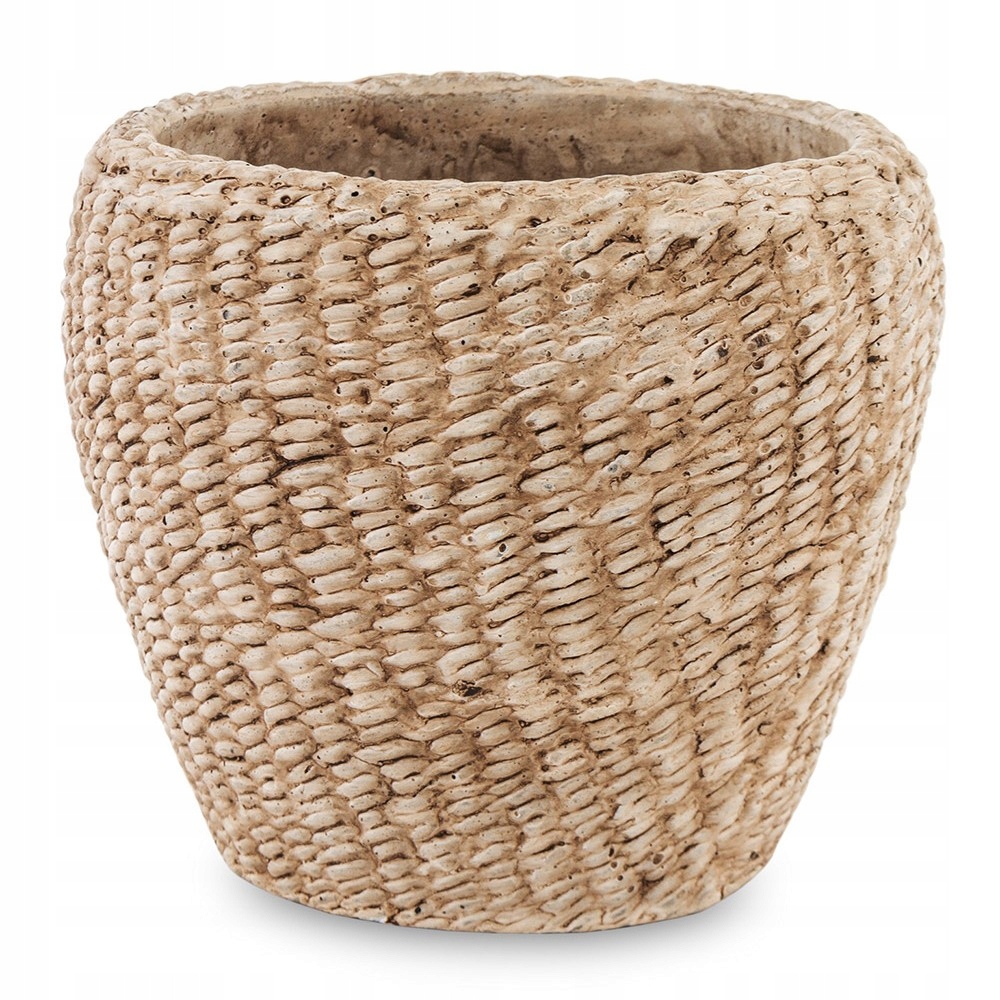 DONICZKA OSŁONKA BRĄZOWA 10x12cm BOHO CEMENTOWA ZDOBIONA 15