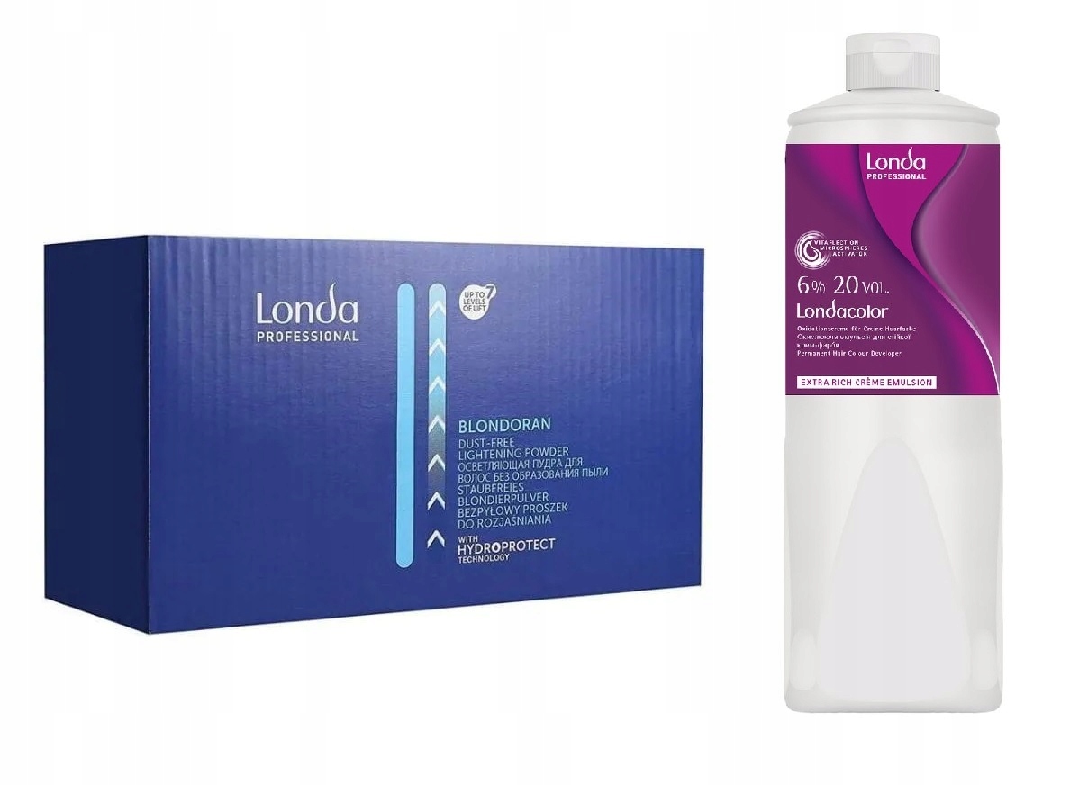 Zestaw Londa Rozjaśniacz Blondoran 1000G Emulsja Londacolor 6% 1000ML