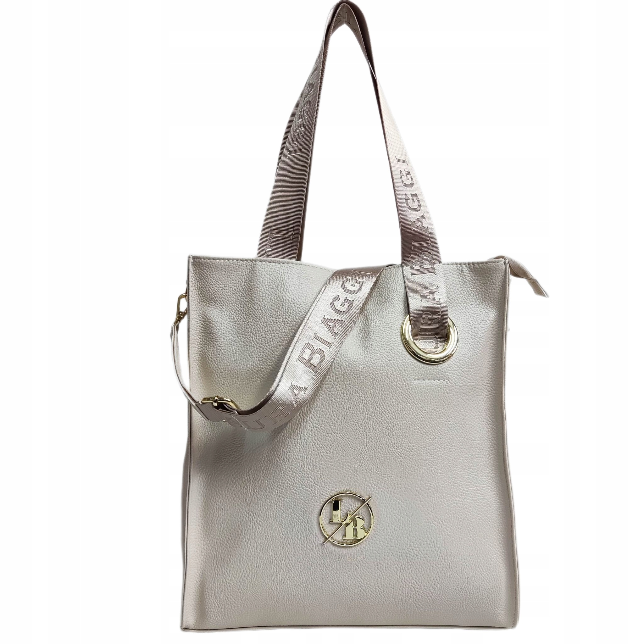 

Torebka shopper Laura Biaggi Torba beżowa na ramię