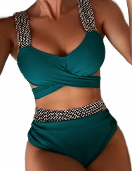 

Dwuczęściowy Strój Kąpielowy Wysoki Stan Bikini L