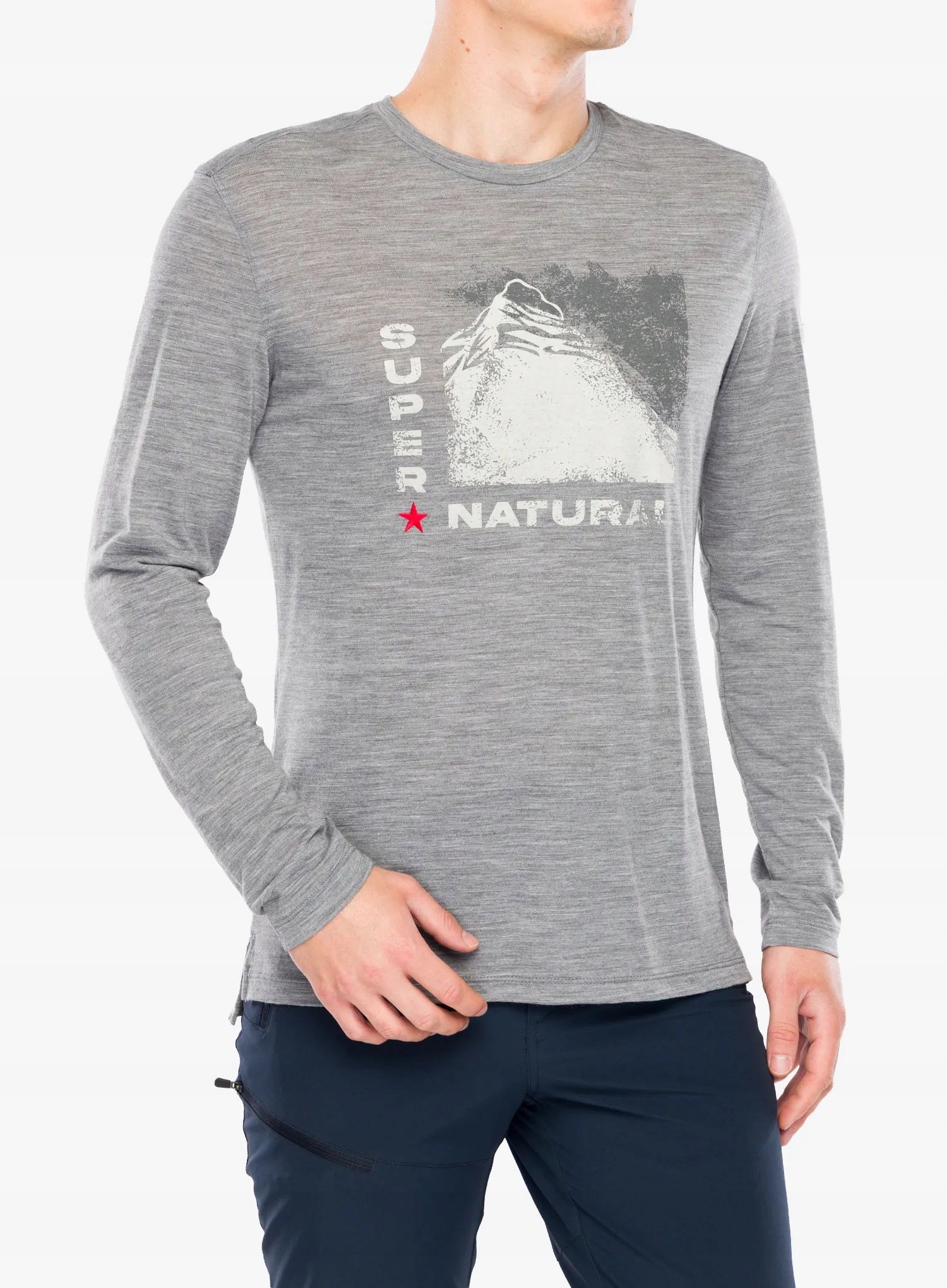 Mikina bez kapuce Super.natural Mountain Ls cashmere šedá S