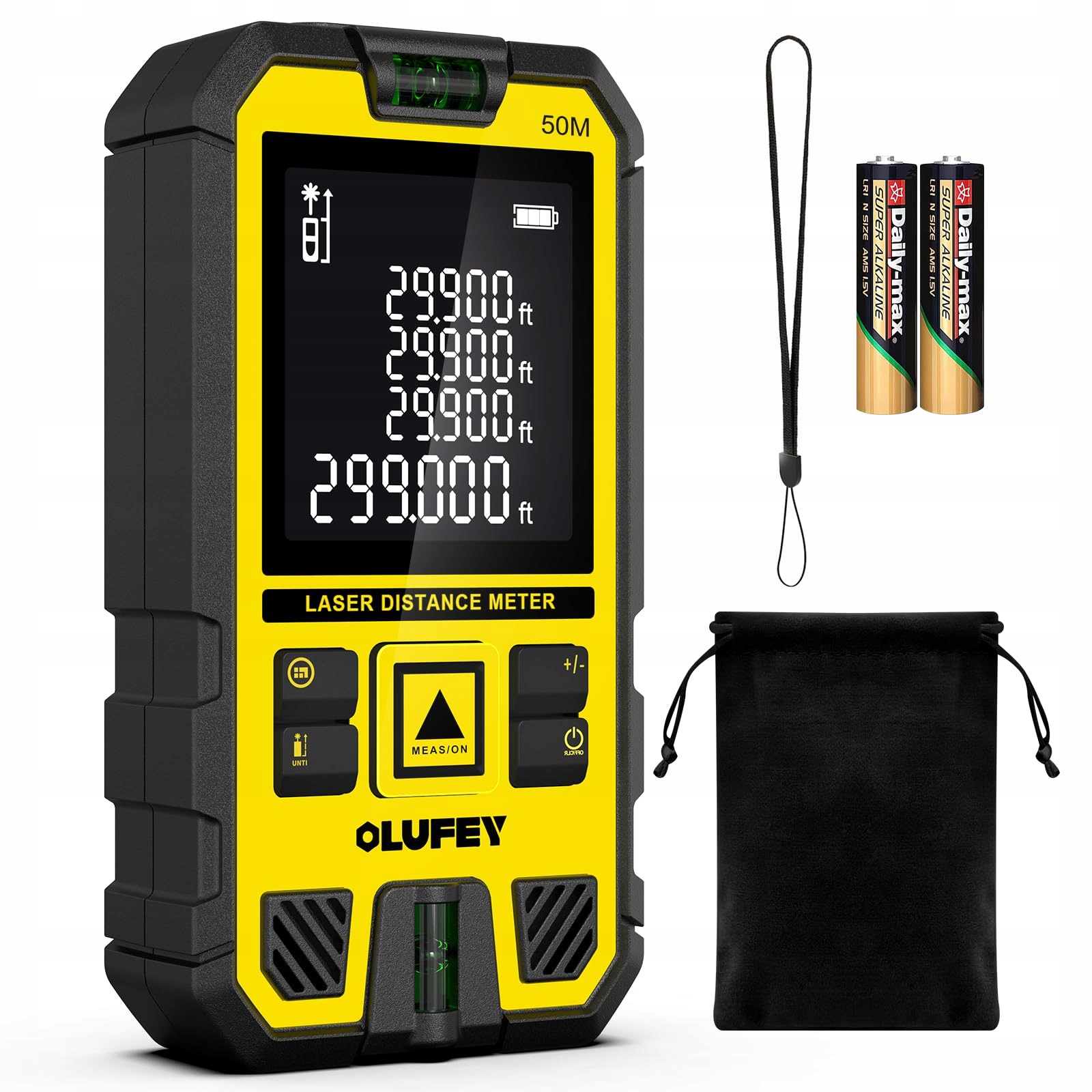 OLUFEY Dalmierz Laserowy 120m LCD Dokładność =2mm Pomiar Odległości — miniatura 2