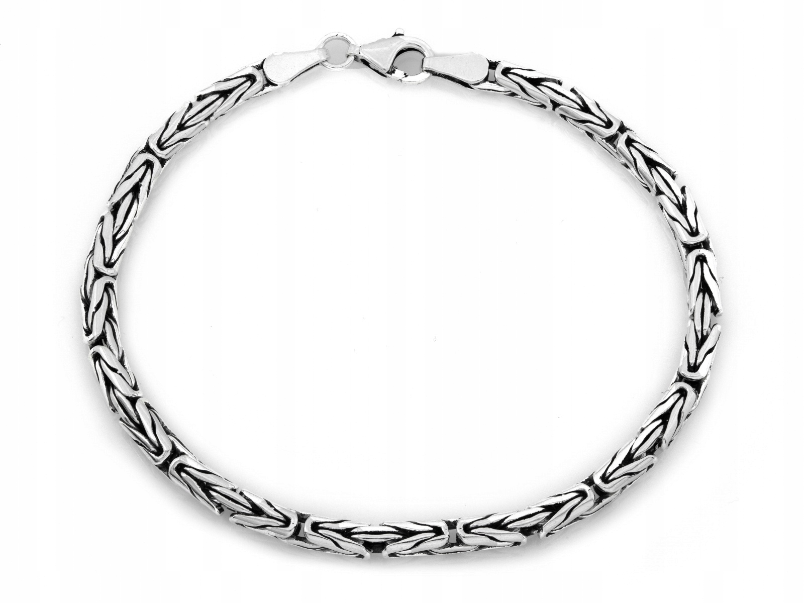 Pánský stříbrný náramek 925 s oxidovanou královskou vazbou elegantní 4 mm r21