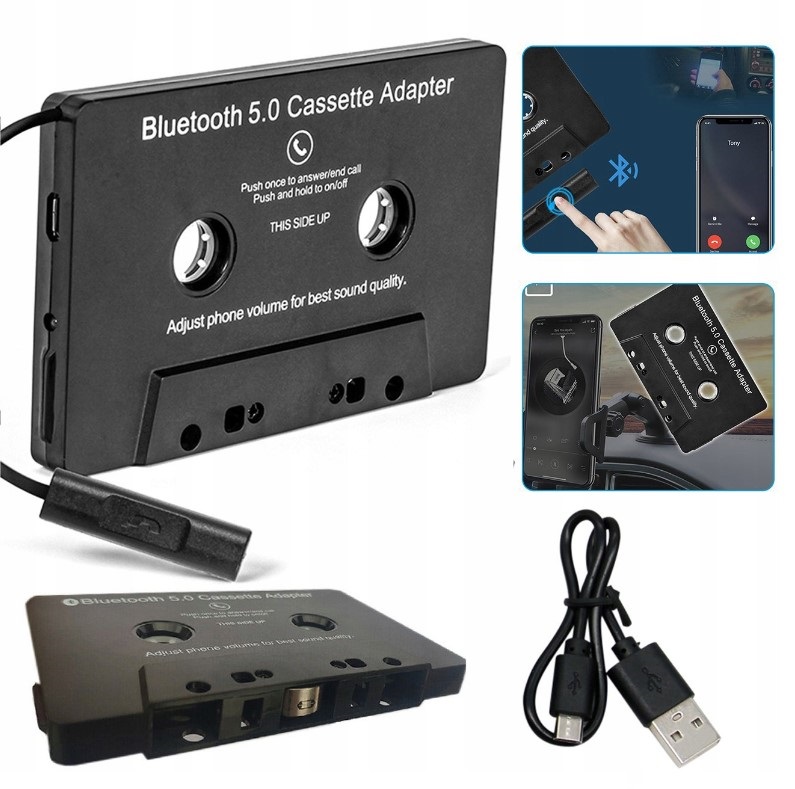 KASETA DO RADIA ADAPTER KONWERTER TRANSMITER BT Źródło sygnału bluetooth USB