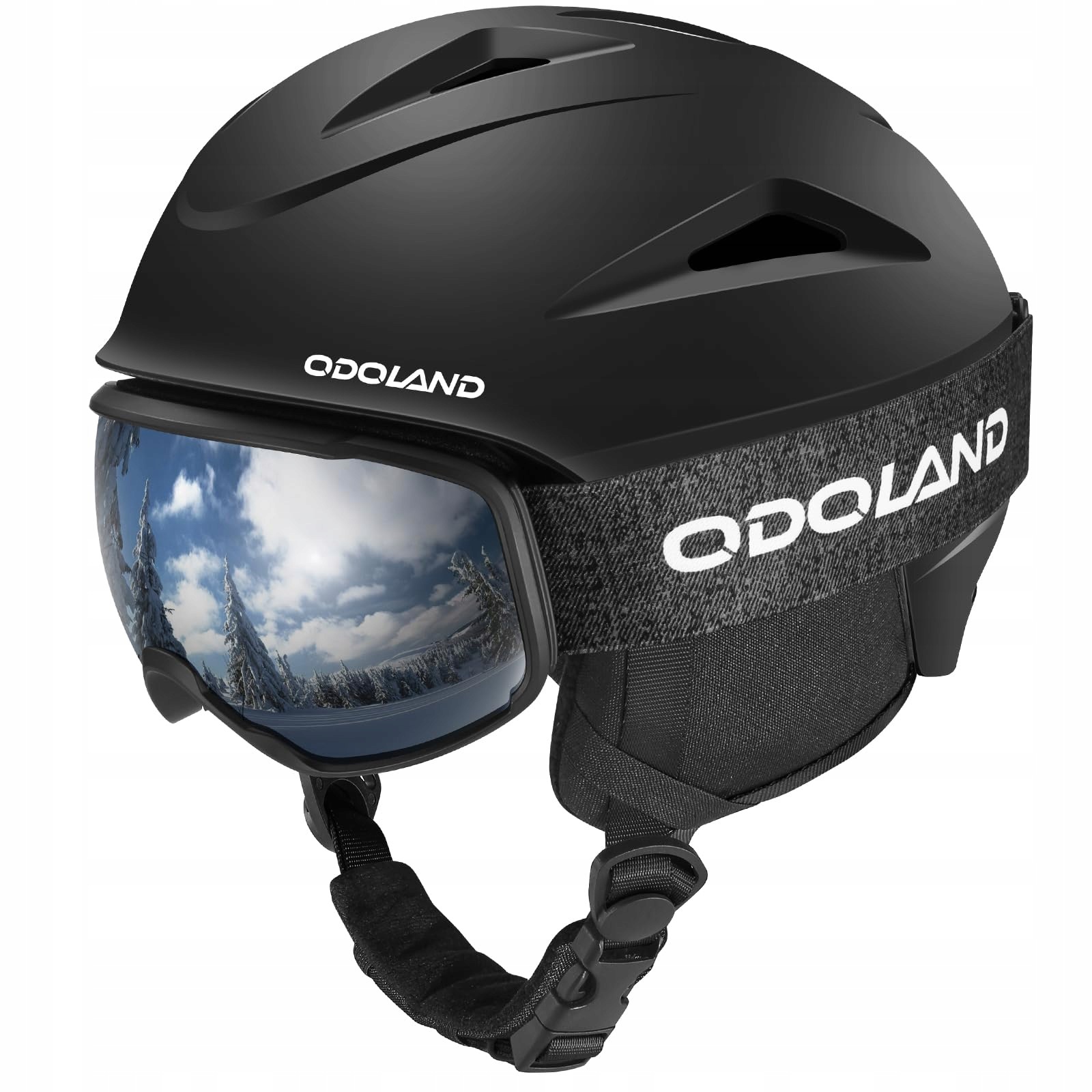 Kask Odoland narciarski z goglami czarny regulowany rozm S 54-56 CM