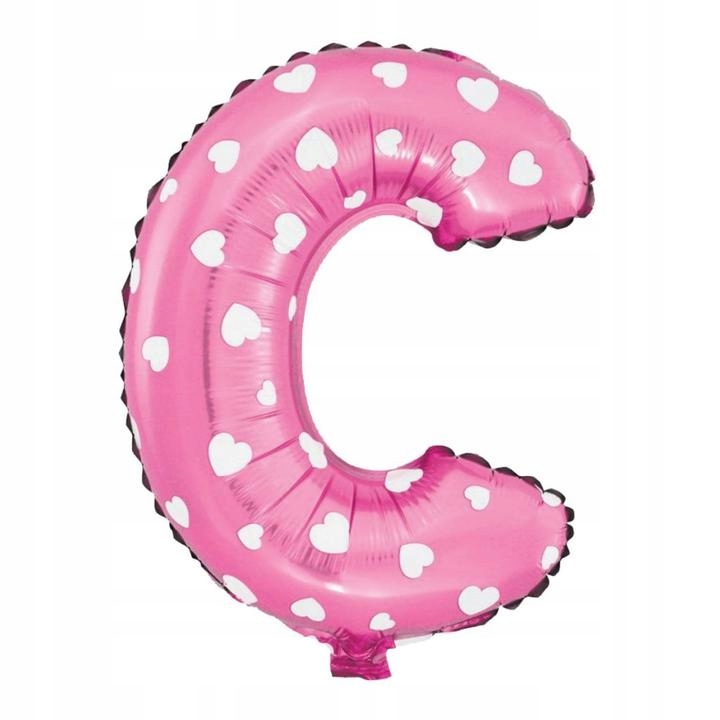 

Balon foliowy różowy w białe serduszka Litera C