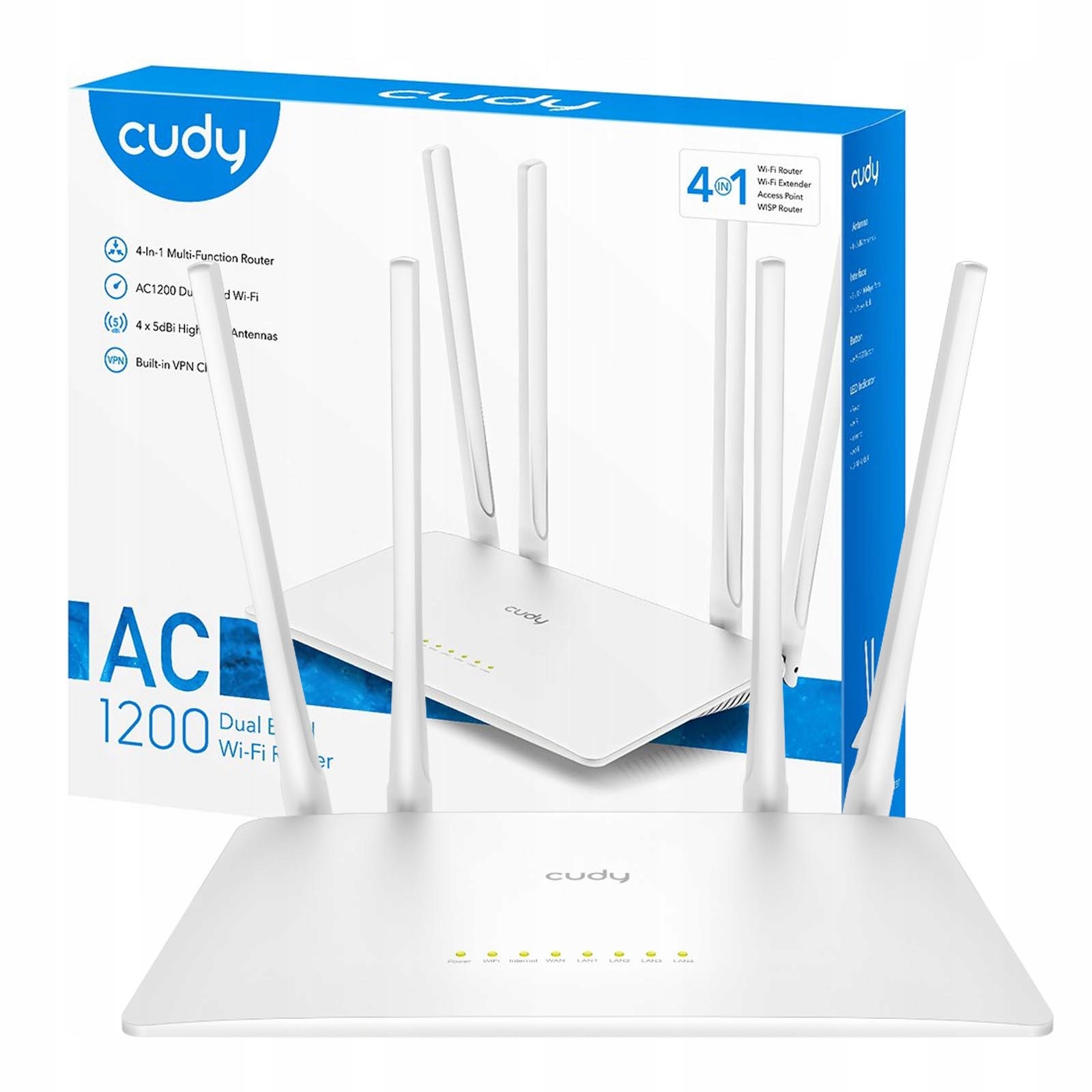Cudy WR1200 router access point WiFi 2.4/5GHz AC1200 5xFE Vlan