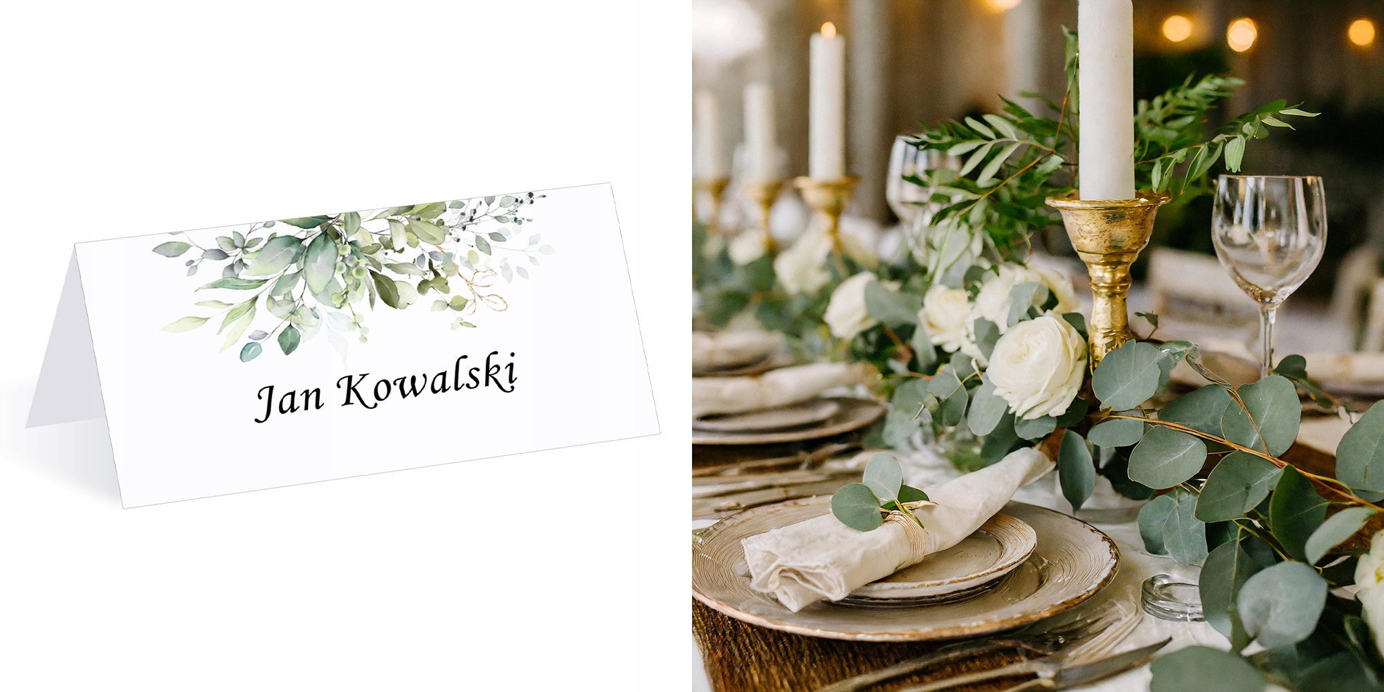 Winietki ślubne, liście eukaliptusa | 10szt. Marka inny