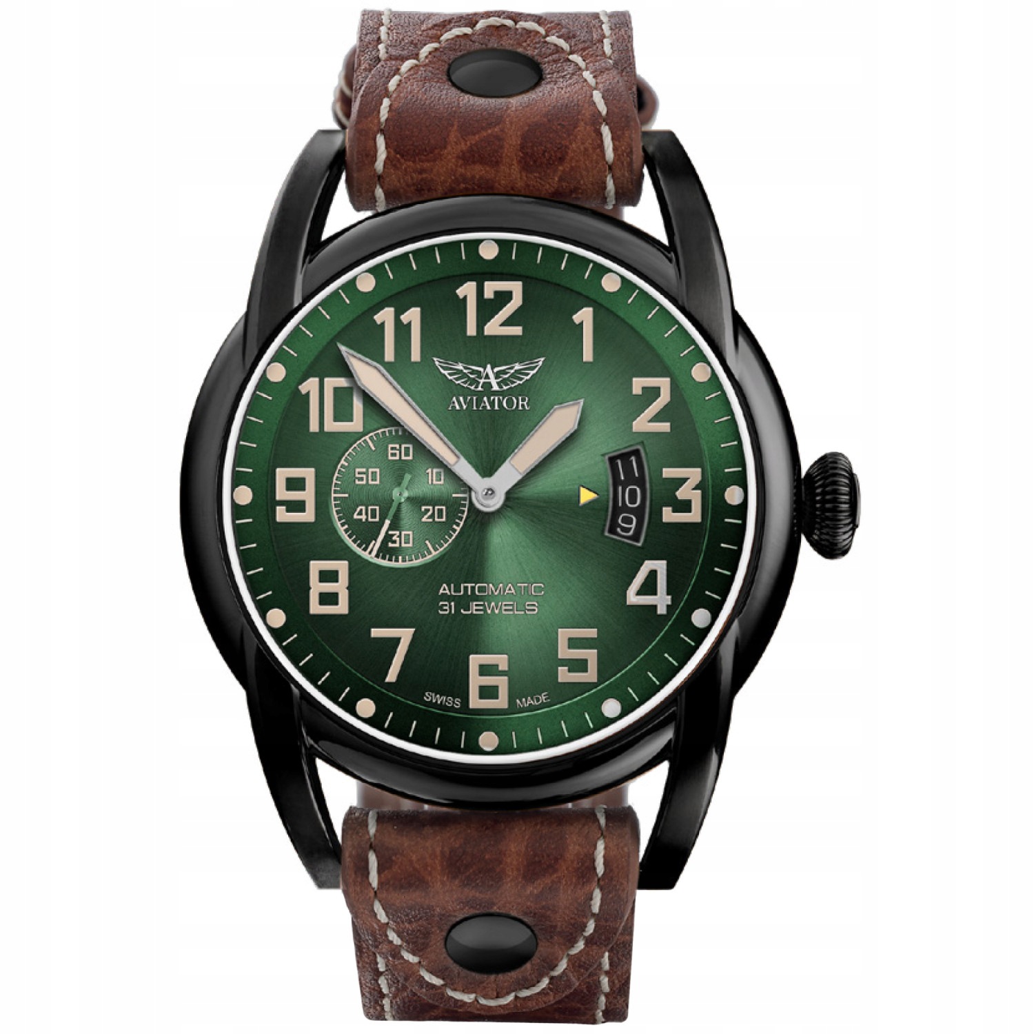 Pánské Hodinky Aviator V.3.18.5.313.4, hnědý řemínek