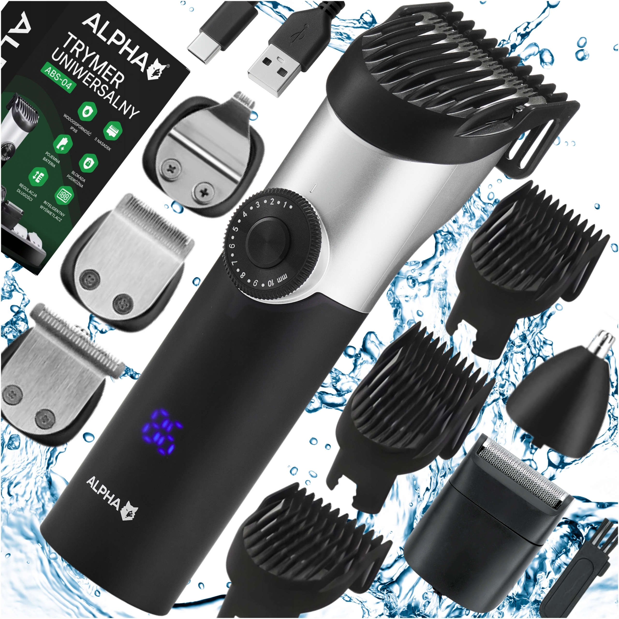 Maszynka Do Strzyżenia Włosów, Brody 5W1 Trymer Do Nosa Golarka Alpha